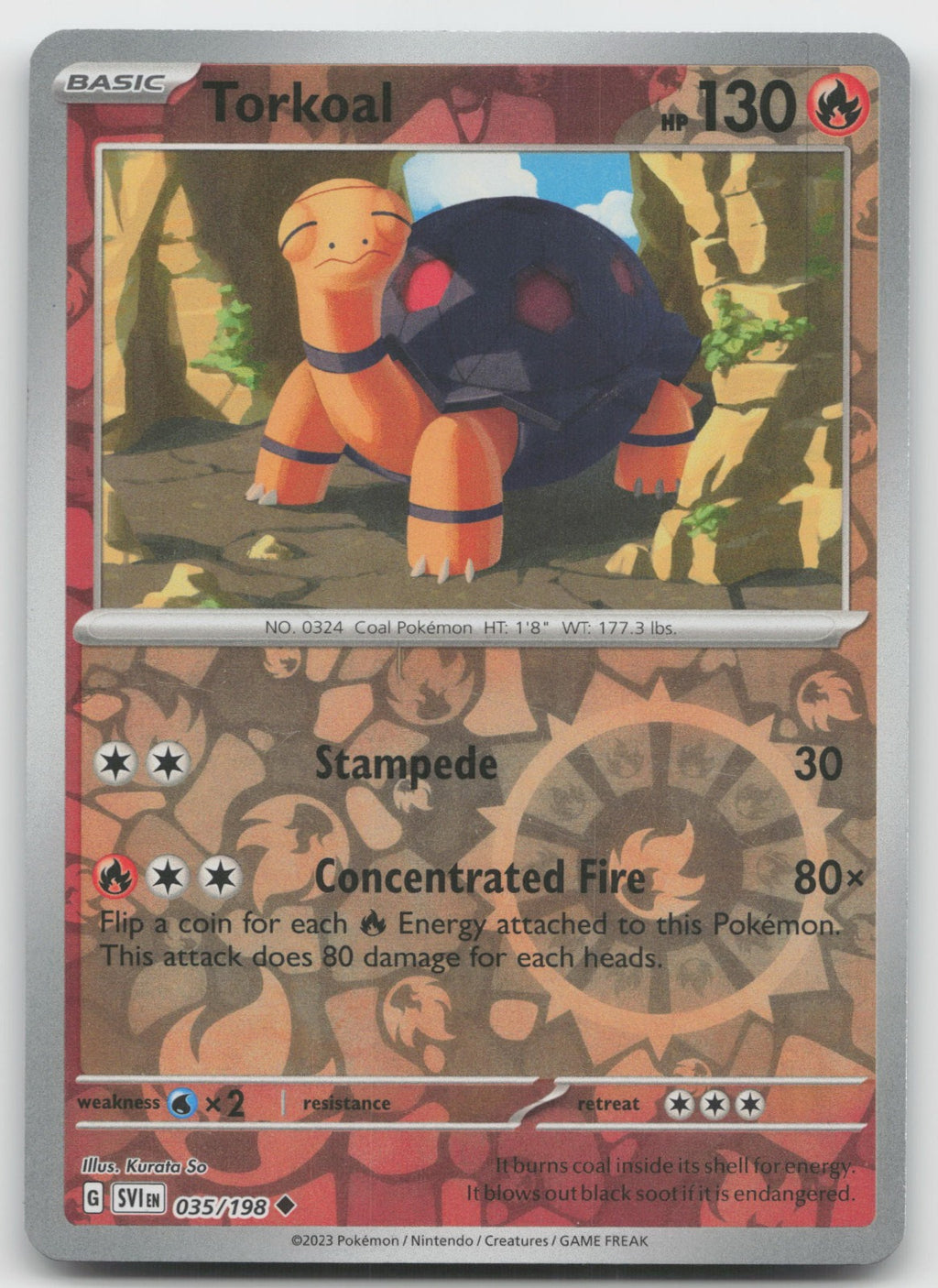 Torkoal Reverse Holo Uncommon SV01: Scarlet & Violet Base Set 035/198 NM