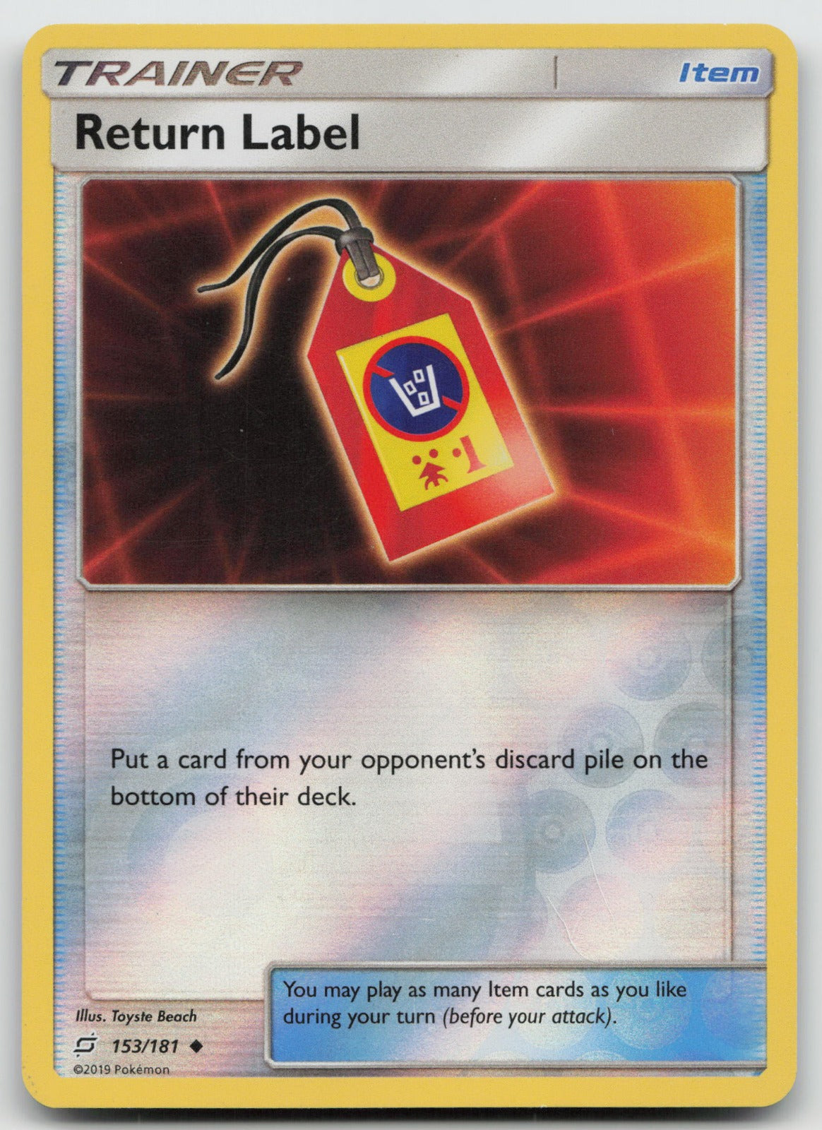 Return Label Reverse Holo Uncommon SM - Team Up 153/181 VLP