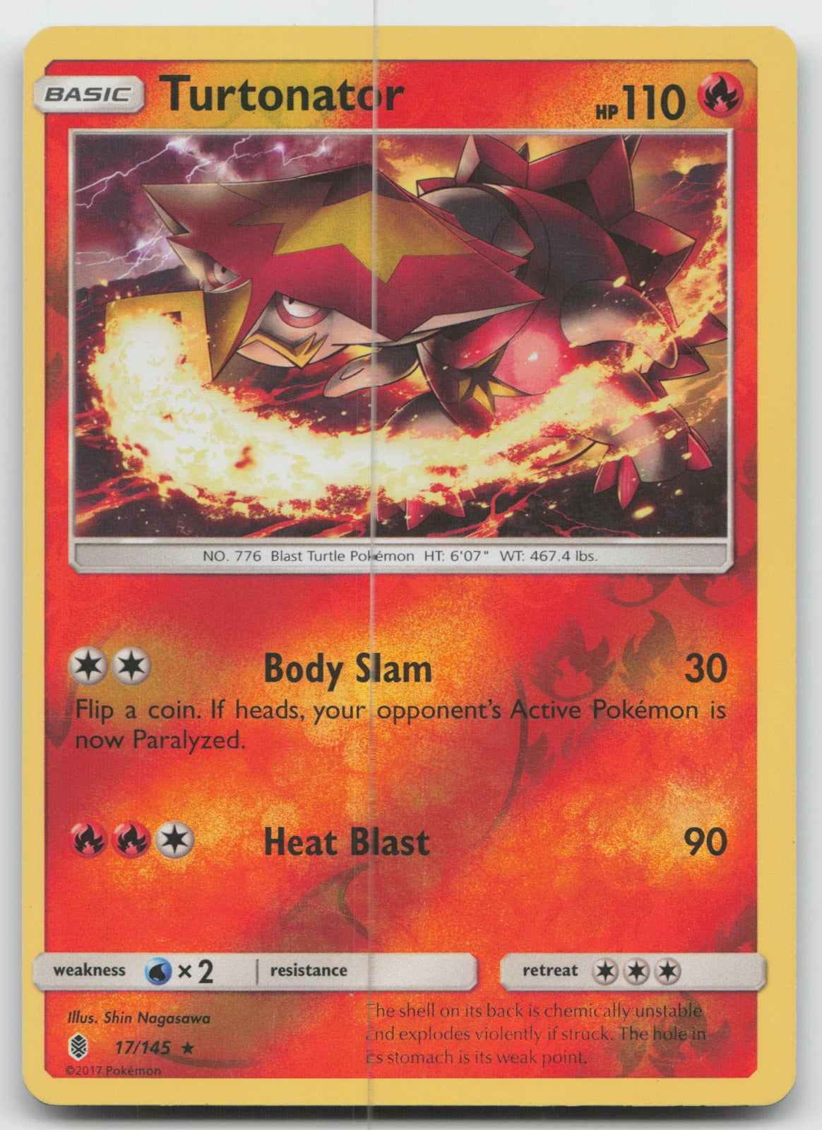 Turtonator Reverse Holo Rare SM - Guardians Rising 17/145 NM