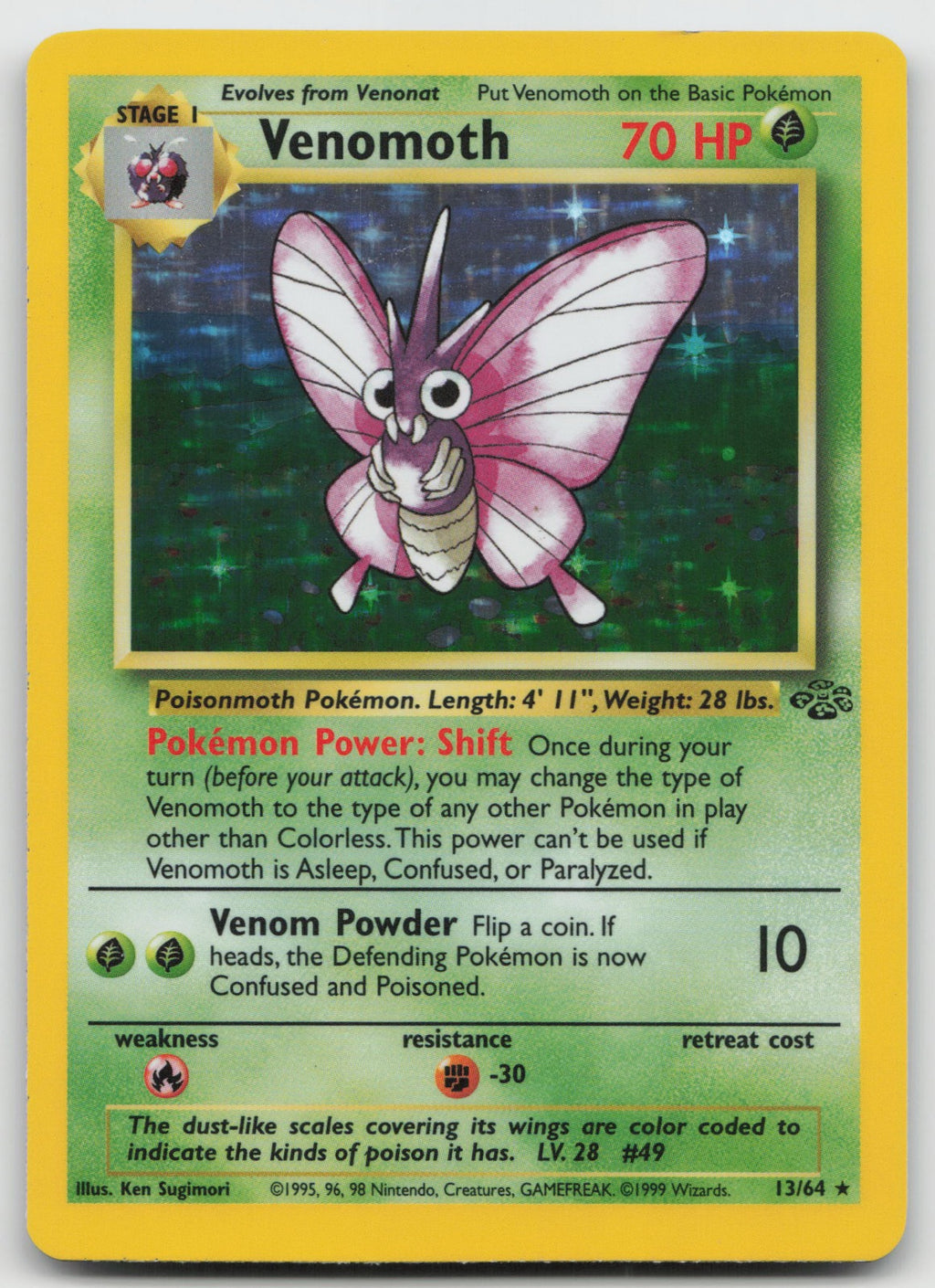 Venomoth Unlimited Holo Rare Jungle 13/64 NM