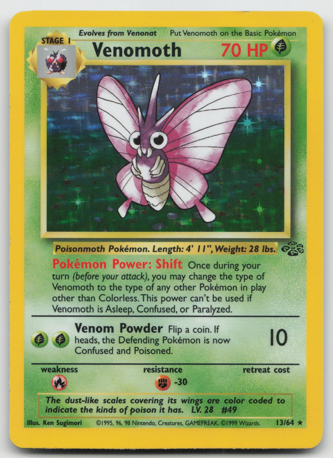Venomoth Unlimited Holo Rare Jungle 13/64 NM
