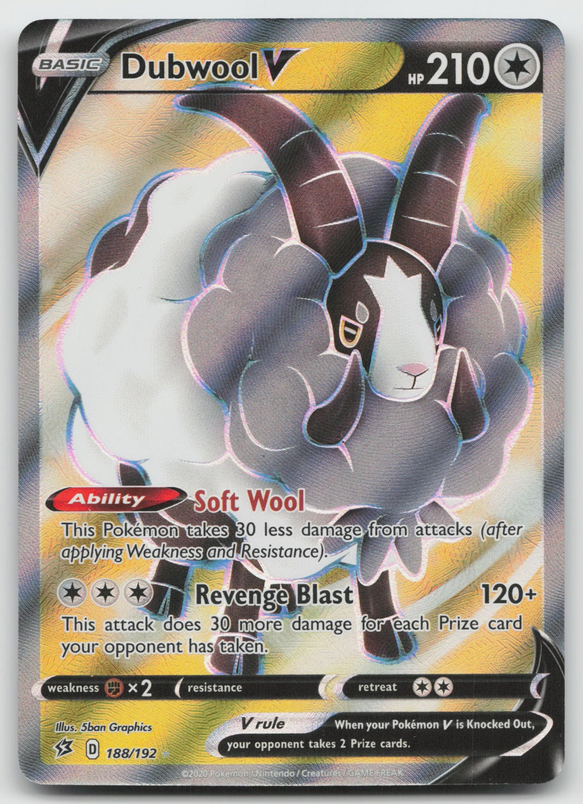 Dubwool V (Full Art) Ultra Rare Holo SWSH02: Rebel Clash 188/192 NM
