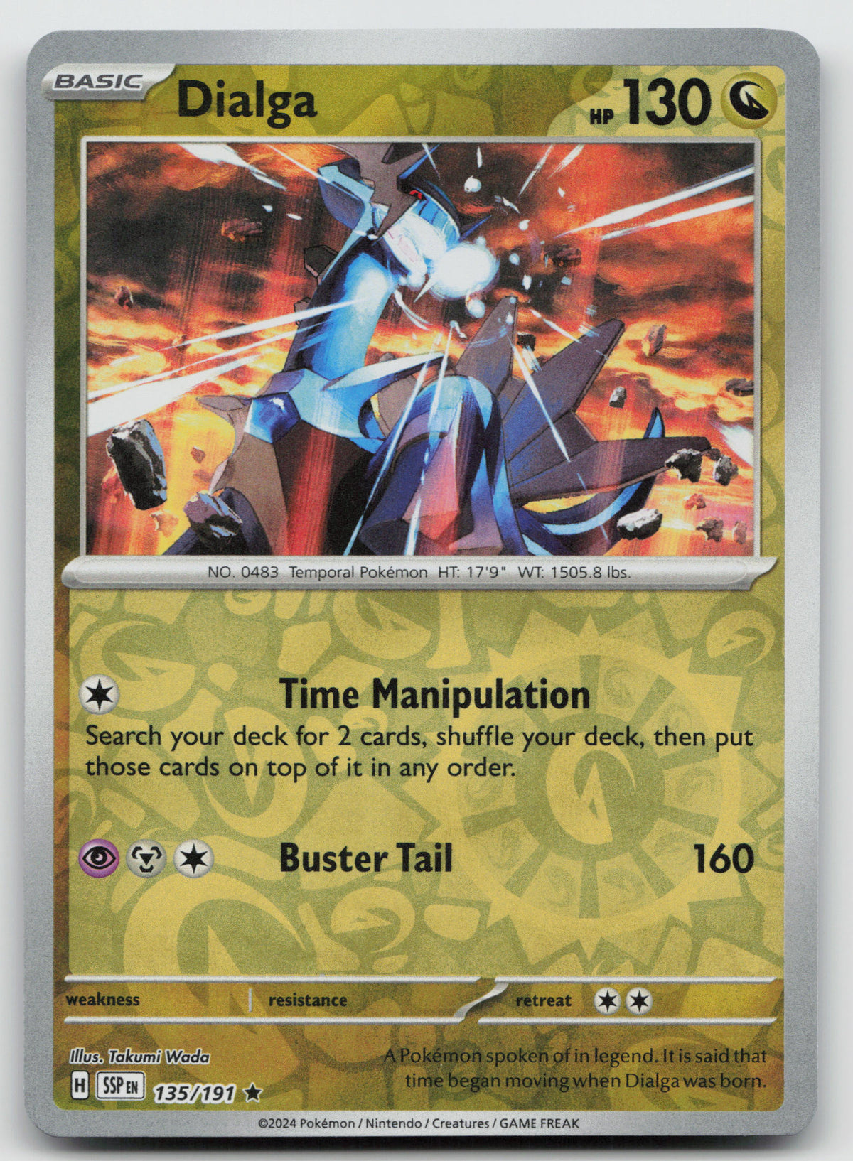Dialga Rare Reverse Holo SV08: Surging Sparks 135/191 NM