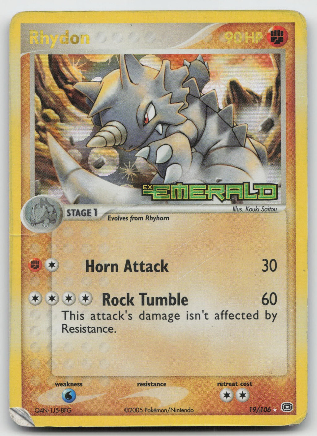Rhydon Reverse Holo Rare EX Emerald 19/106 DMG