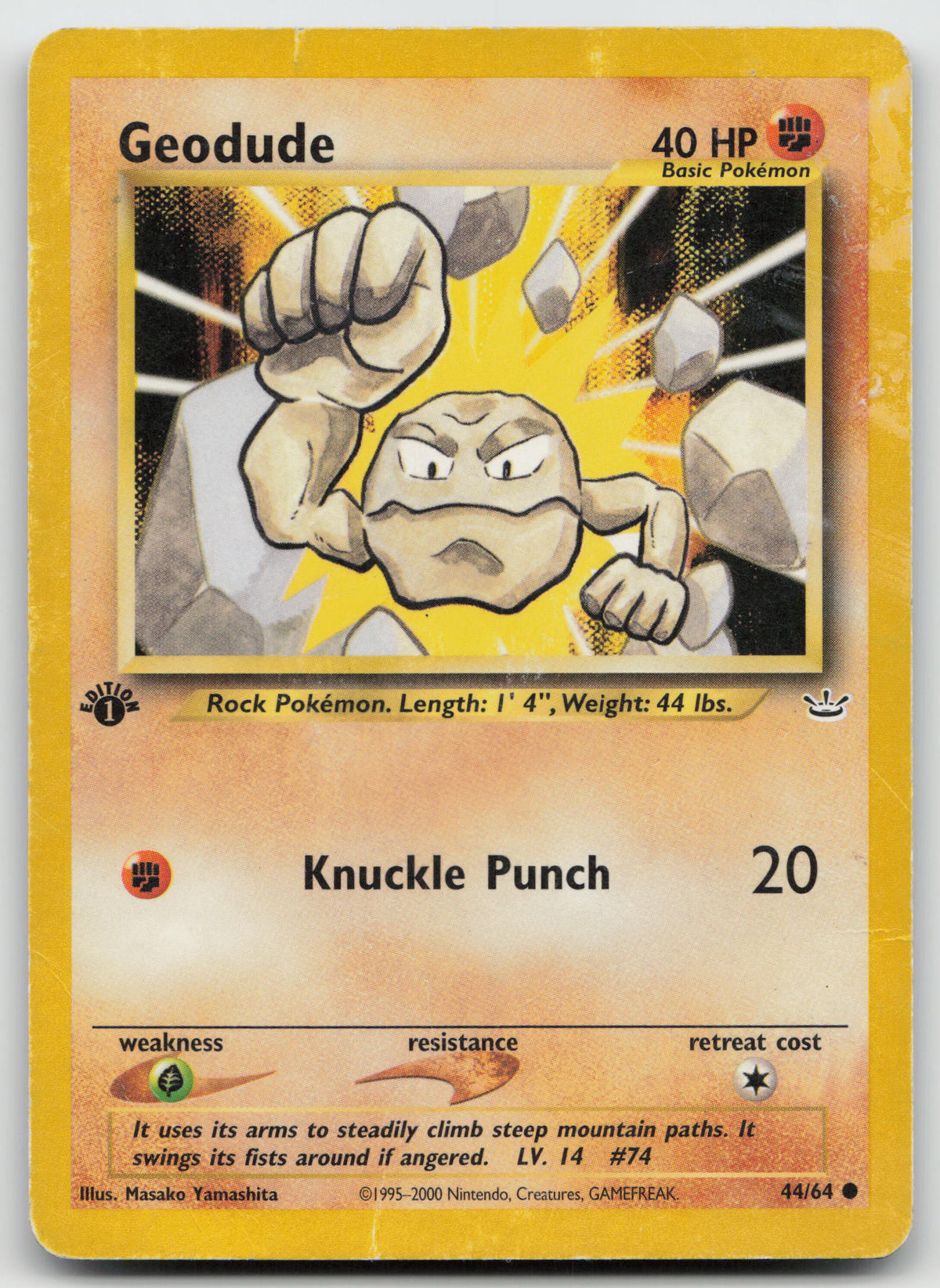 Geodude Common 1st Edition Neo Revelation 44/64 DMG