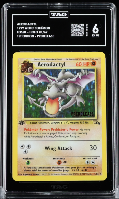 Aerodactyl (Prerelease) Promo 1st Edition Holo WOTC Promo 1/62 TAG 6 NOT PSA