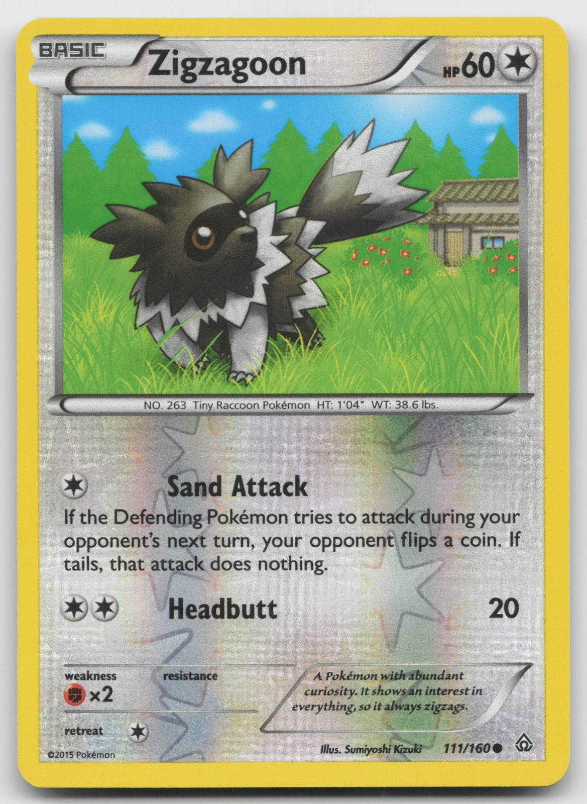 Zigzagoon Common Reverse Holo XY - Primal Clash 111/160 LP