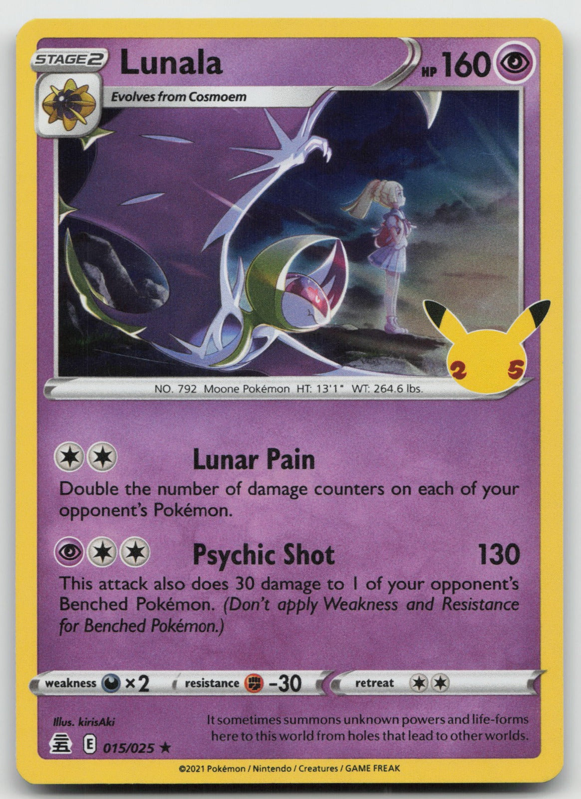 Lunala Holo Rare Celebrations 015/025 NM