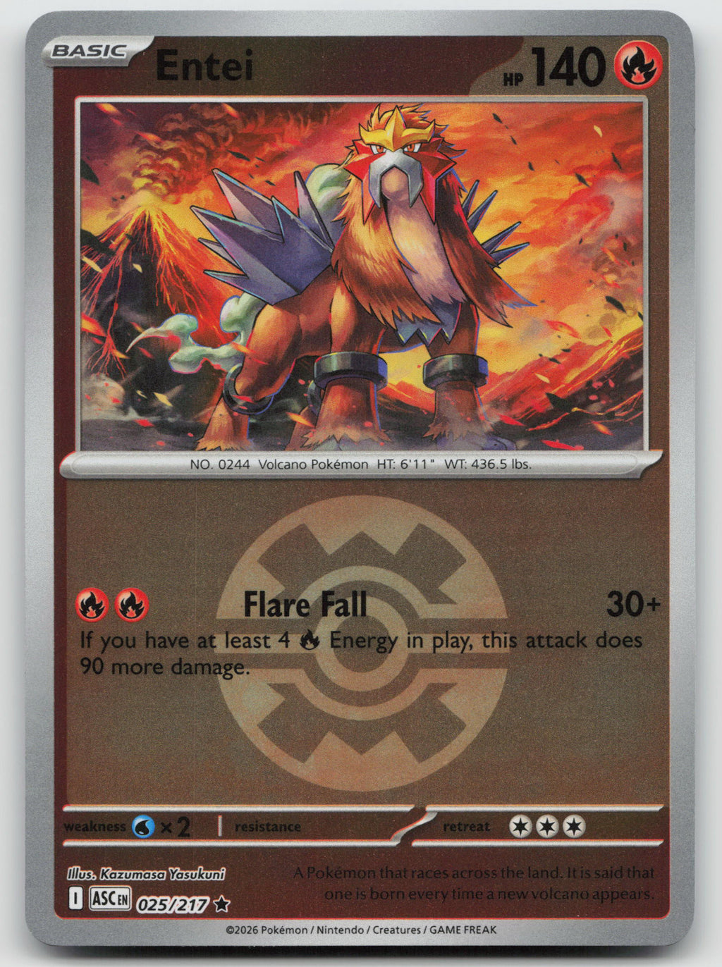 Entei Rare Quick Ball Reverse Holo ME: Ascended Heroes 025/217 NM