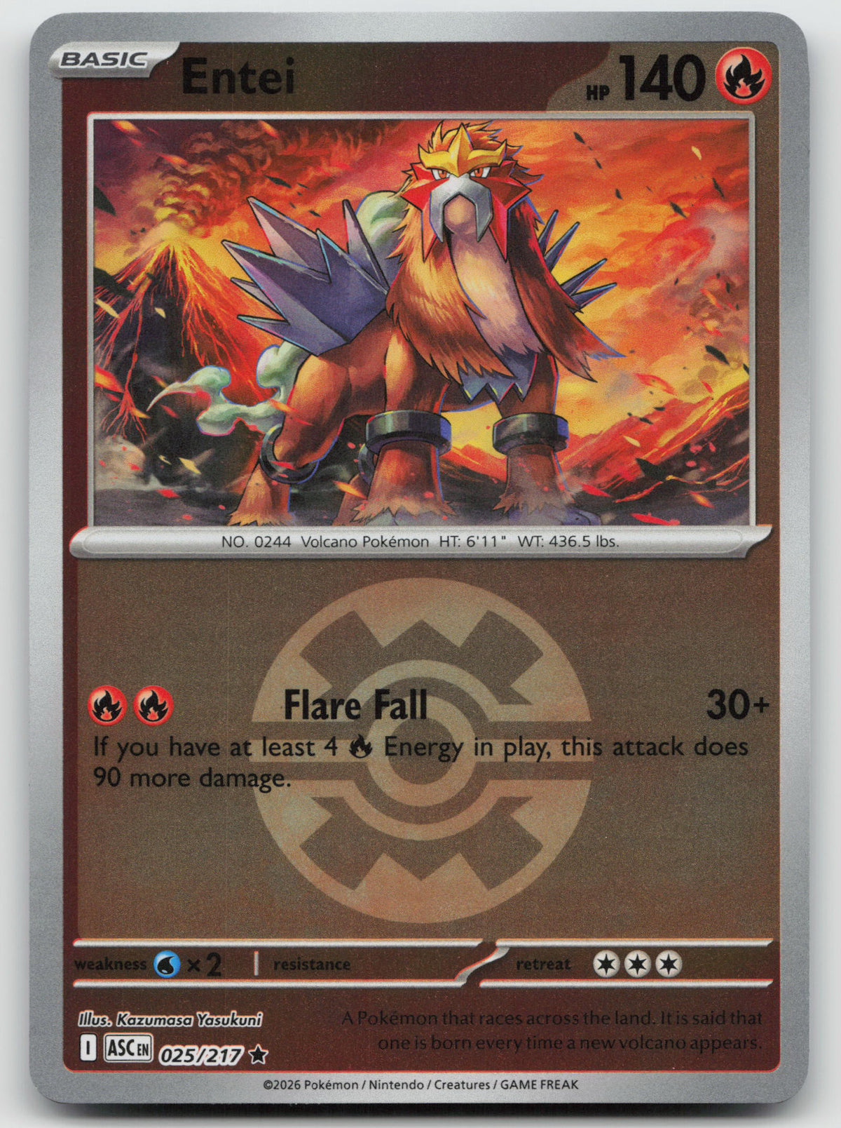Entei Rare Quick Ball Reverse Holo ME: Ascended Heroes 025/217 NM