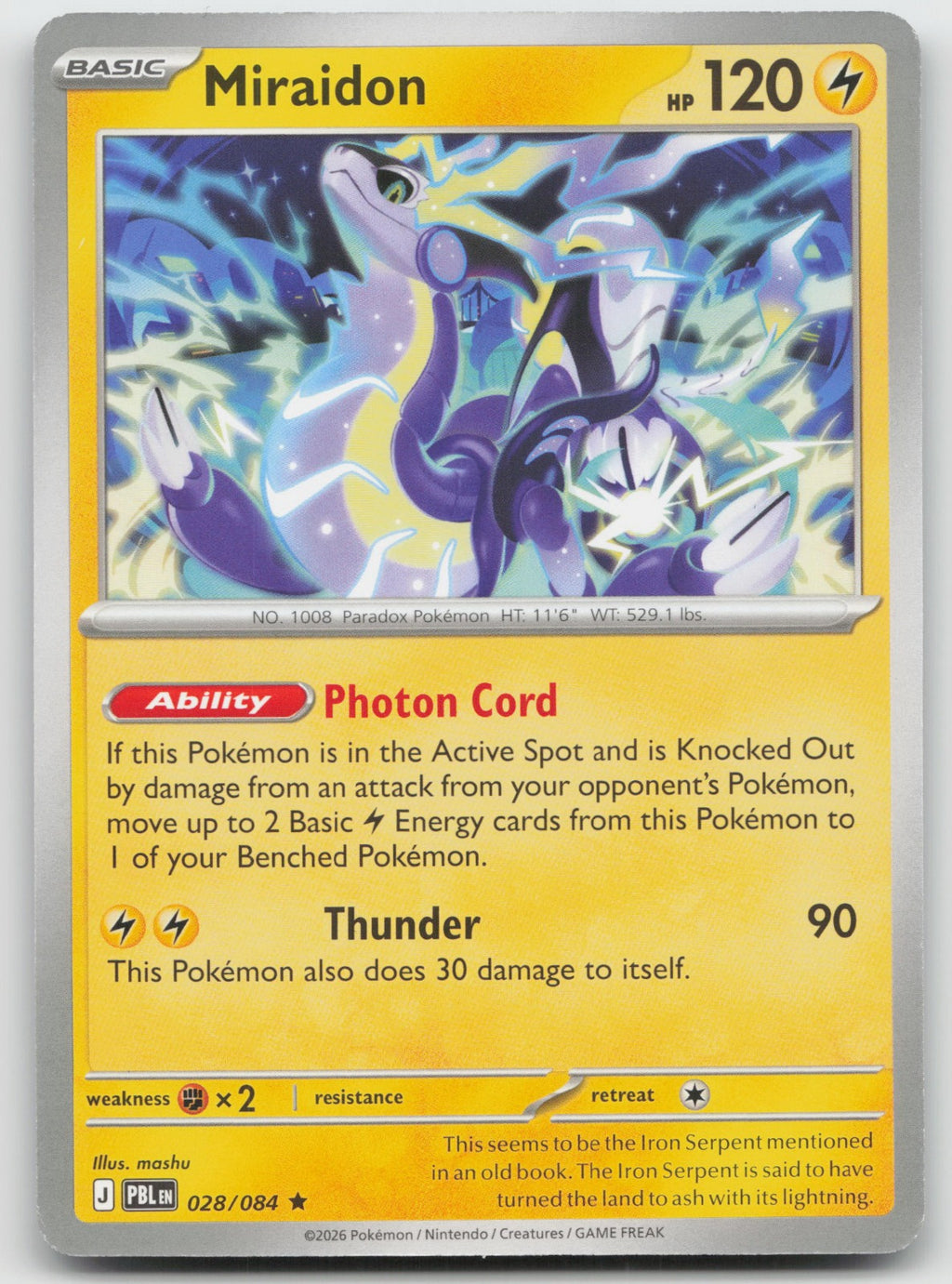 Miraidon (Non-Holo) Rare ME05: Pitch Black Deck Exclusives 028/084 NM
