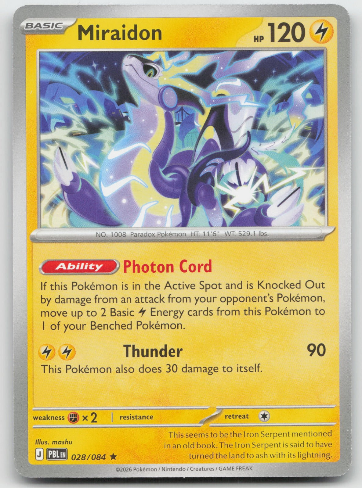 Miraidon (Non-Holo) Rare ME05: Pitch Black Deck Exclusives 028/084 NM