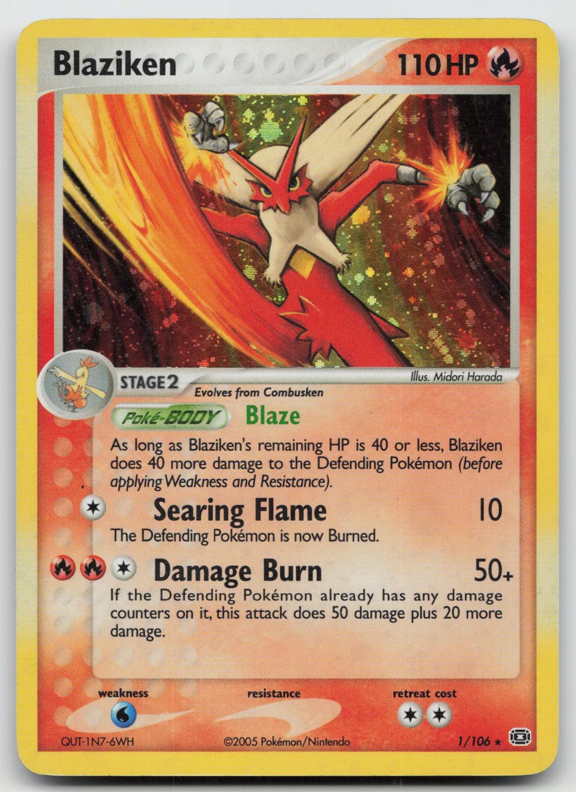Blaziken Holo Rare EX Emerald 1/106 MP