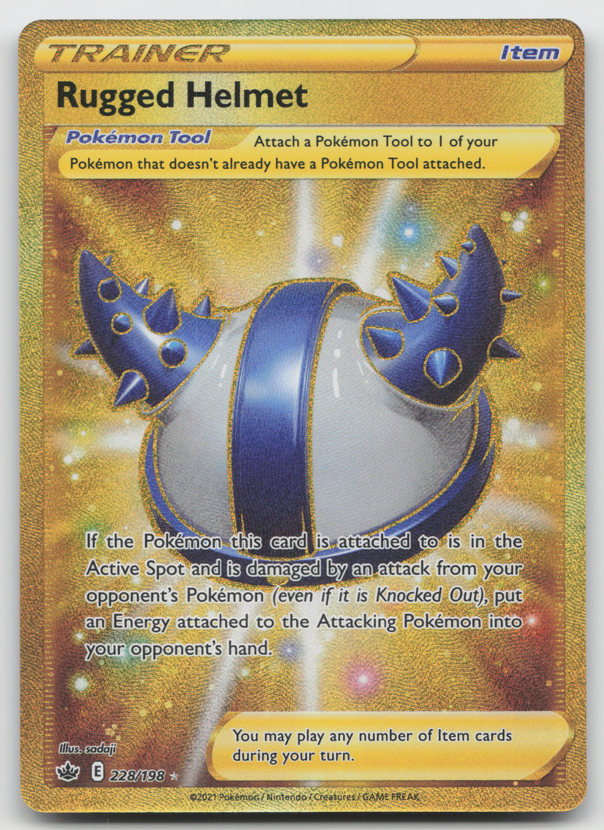 Rugged Helmet (Secret) Gold Rare Holofoil SWSH06: Chilling Reign 228/198 NM
