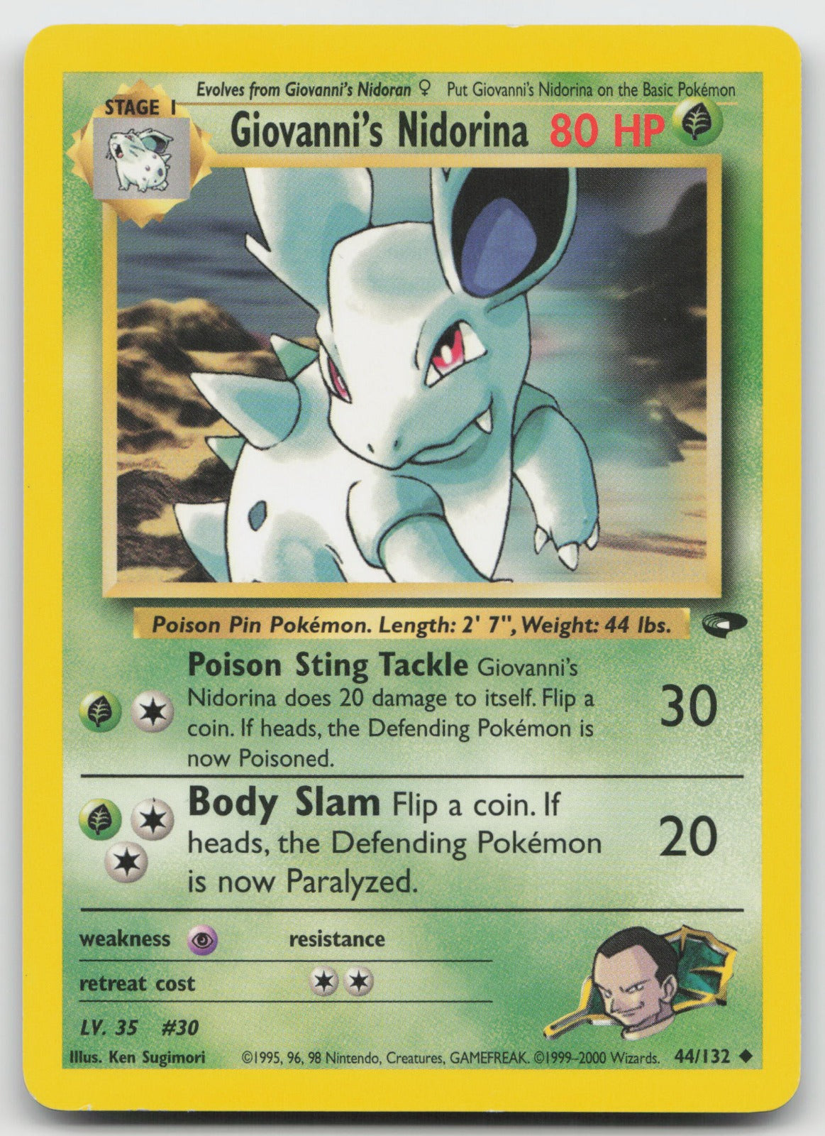 Giovanni's Nidorina Uncommon Unlimited Gym Challenge 44/132 LP