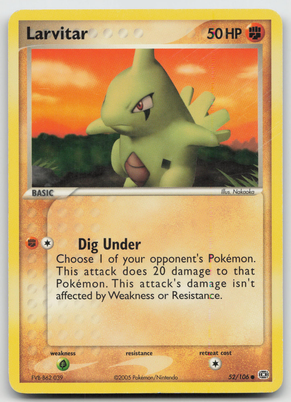 Larvitar Common Normal Emerald 52/106 DMG