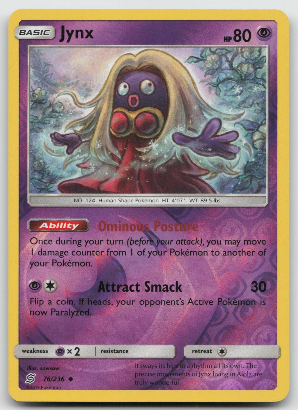 Jynx Reverse Holo Uncommon SM - Unified Minds 76/236 NM