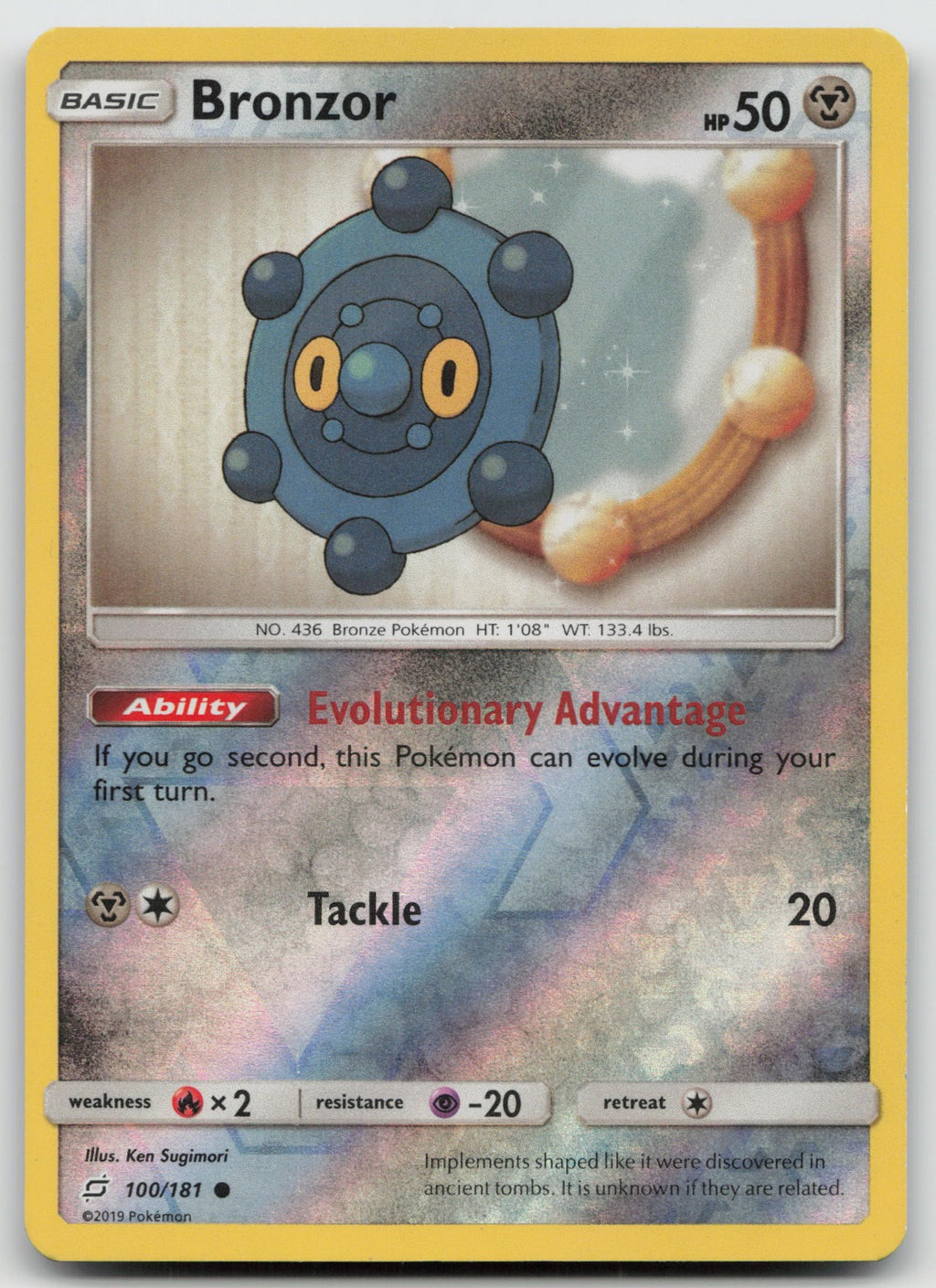 Bronzor Reverse Holo Common SM - Team Up 100/181 LP
