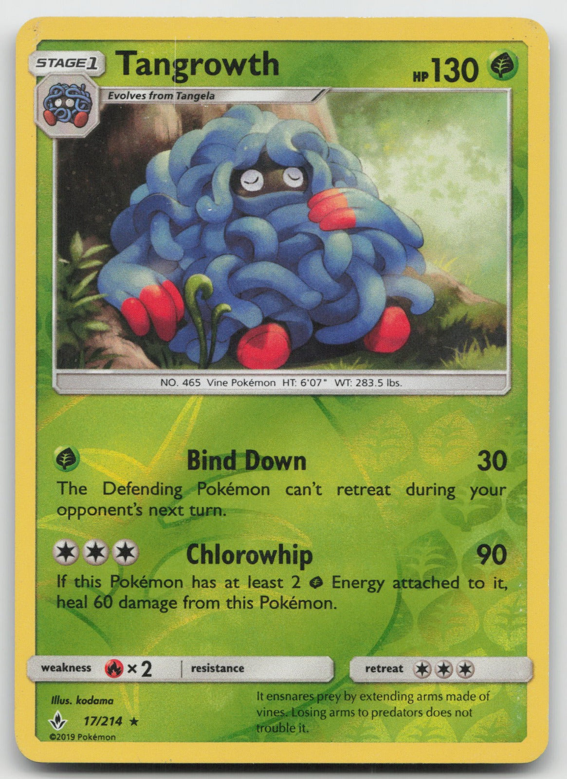 Tangrowth Reverse Holo Rare SM - Unbroken Bonds 17/214 VLP