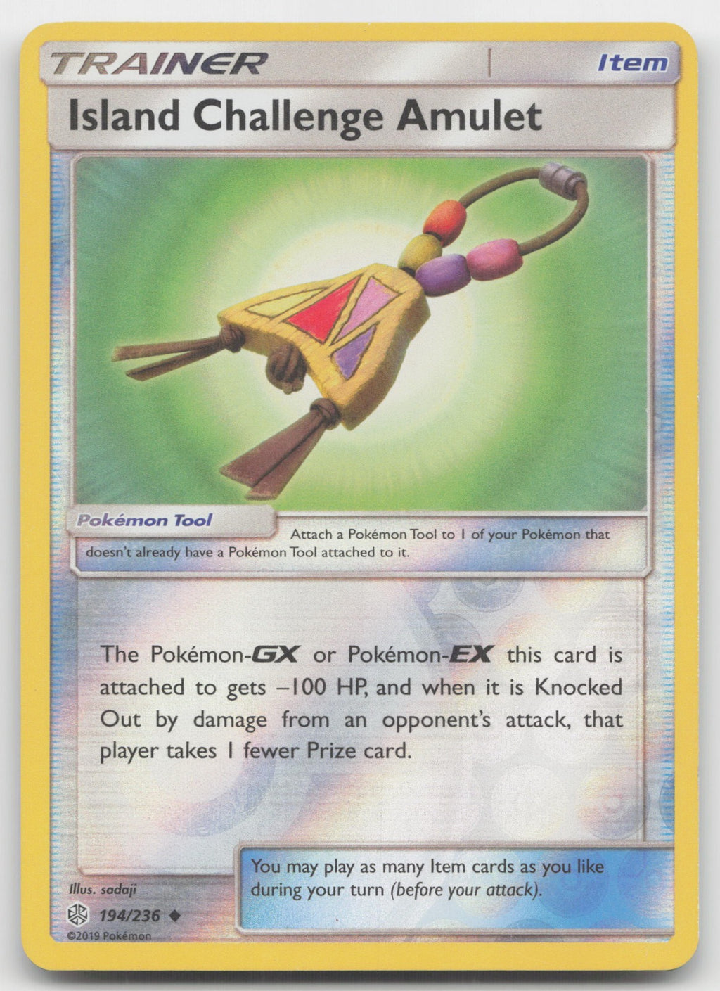 Island Challenge Amulet Reverse Holo Uncommon SM - Cosmic Eclipse 194/236 LP