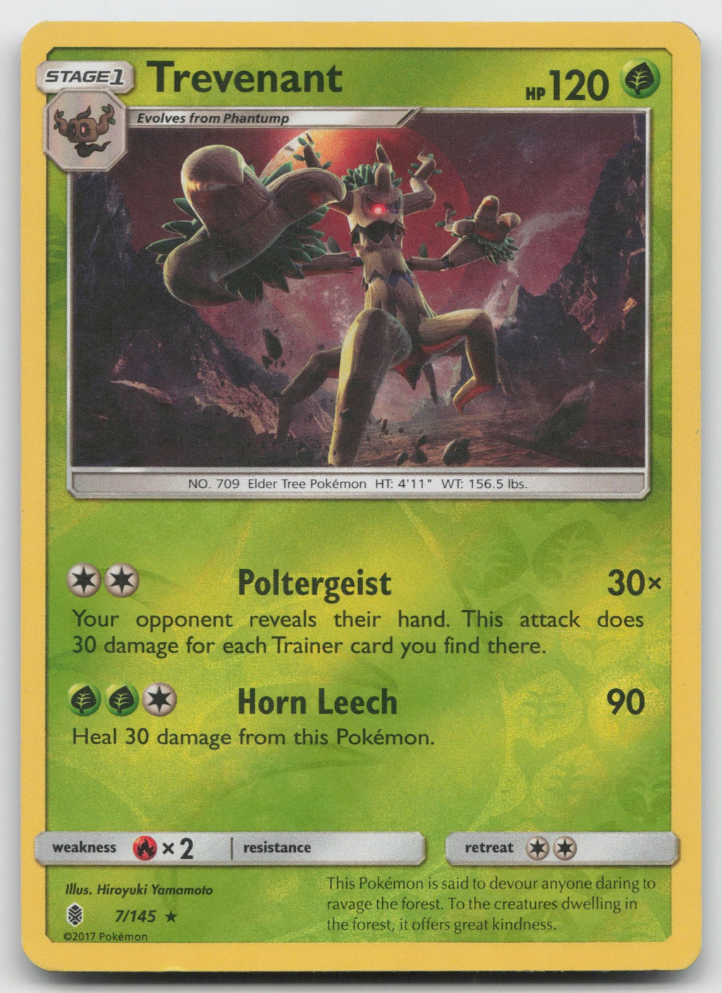 Trevenant Reverse Holo Rare SM - Guardians Rising 7/145 LP