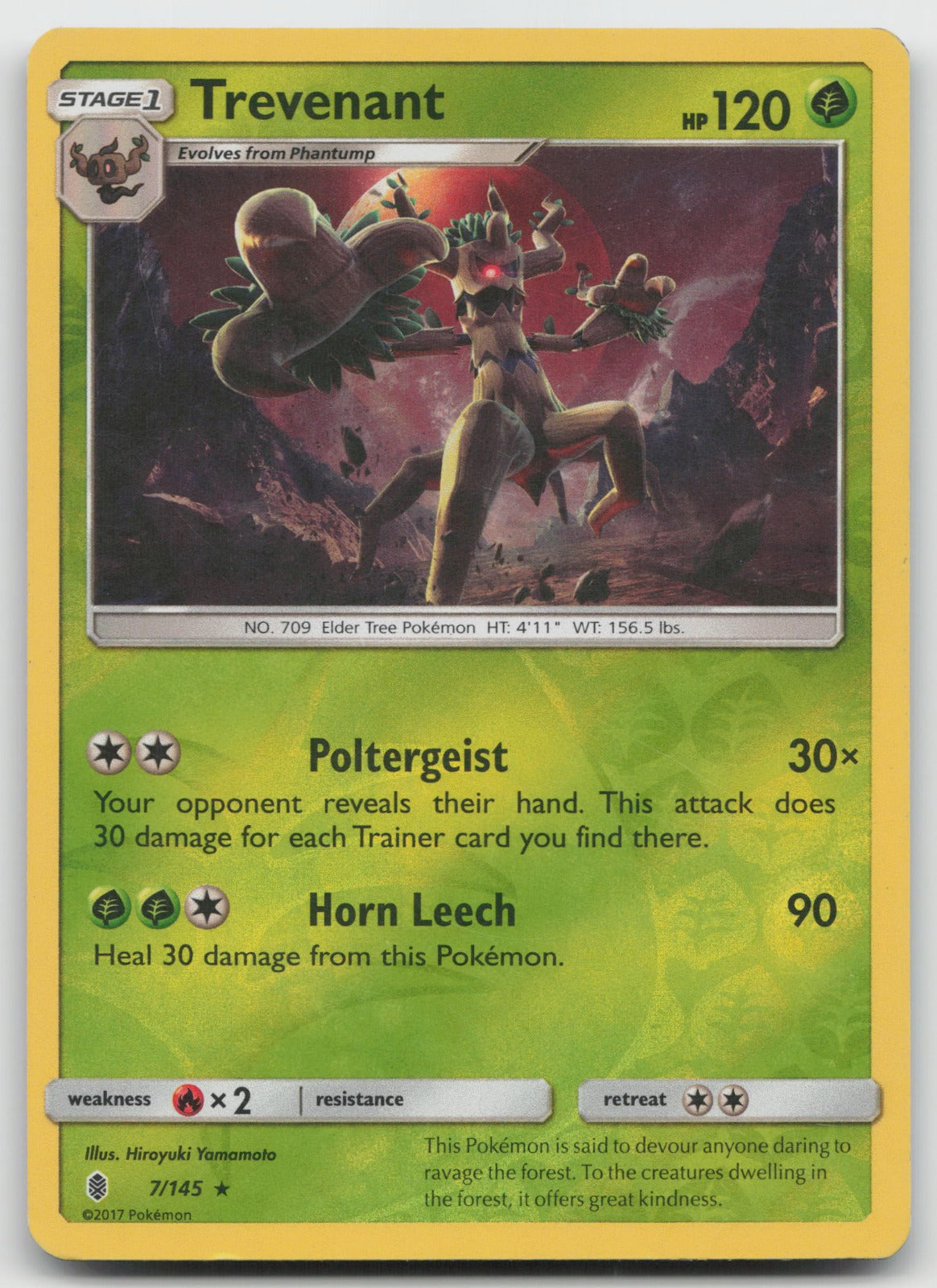 Trevenant Reverse Holo Rare SM - Guardians Rising 7/145 LP