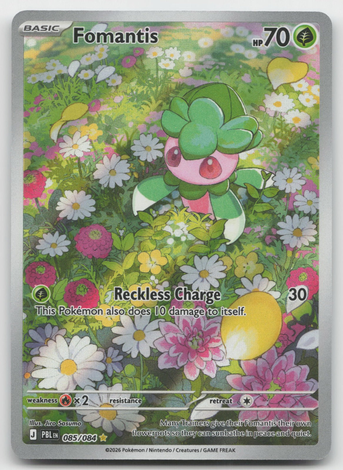 Fomantis Holo Illustration Rare ME05: Pitch Black 085/084 NM