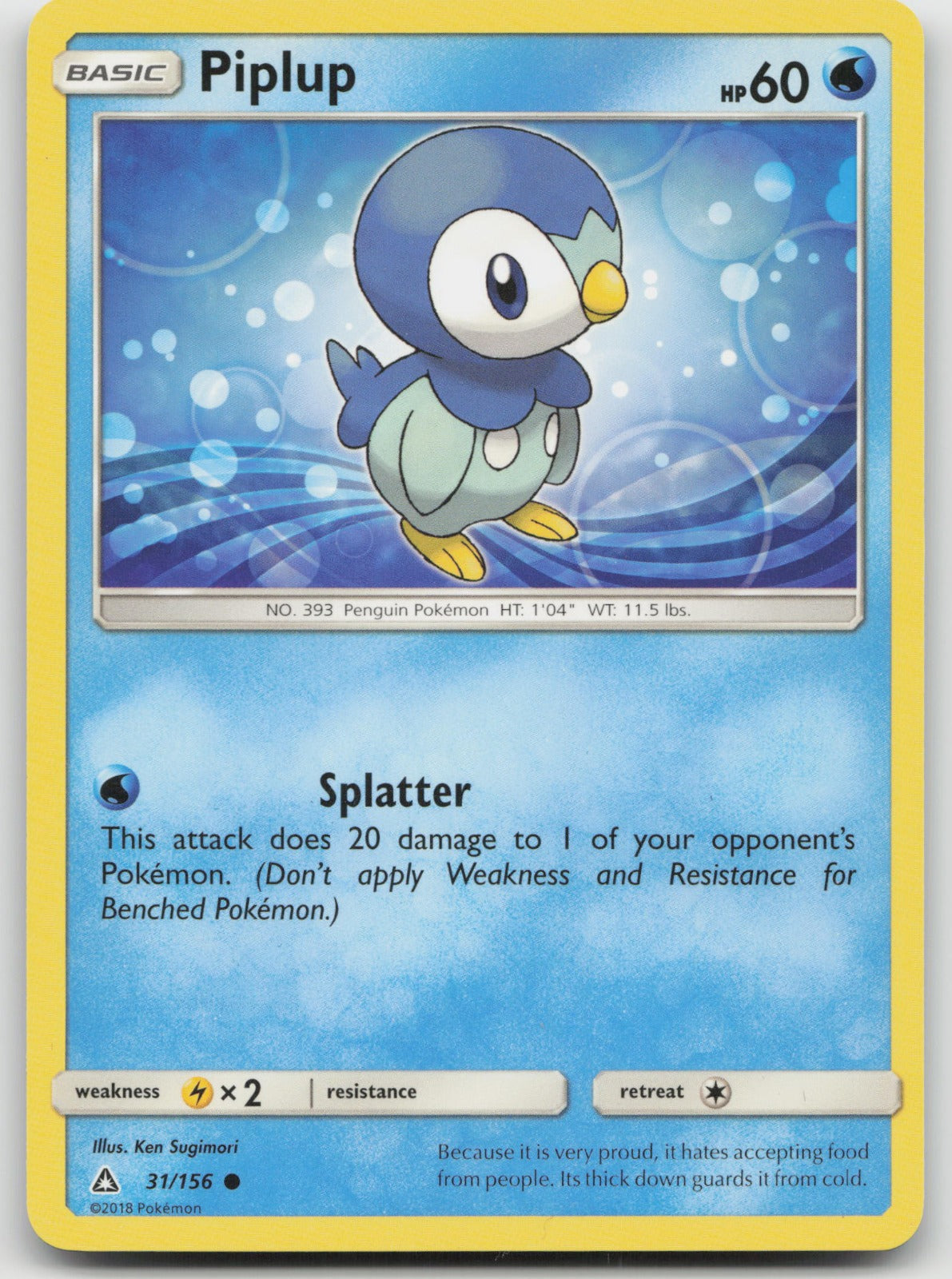 Piplup Common SM - Ultra Prism 31/156 NM