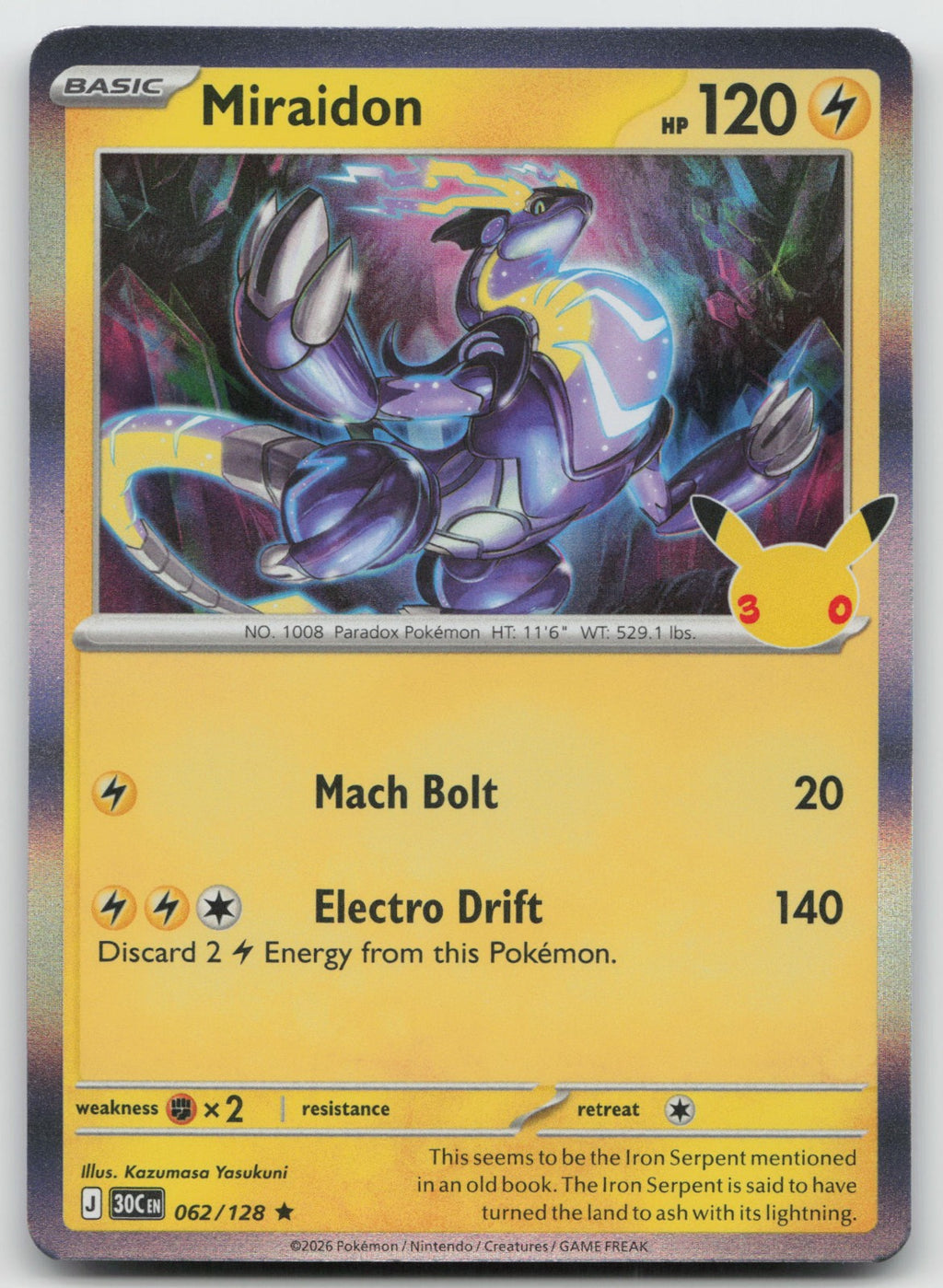 Miraidon Holo Rare ME: 30th Celebration 062/128 NM