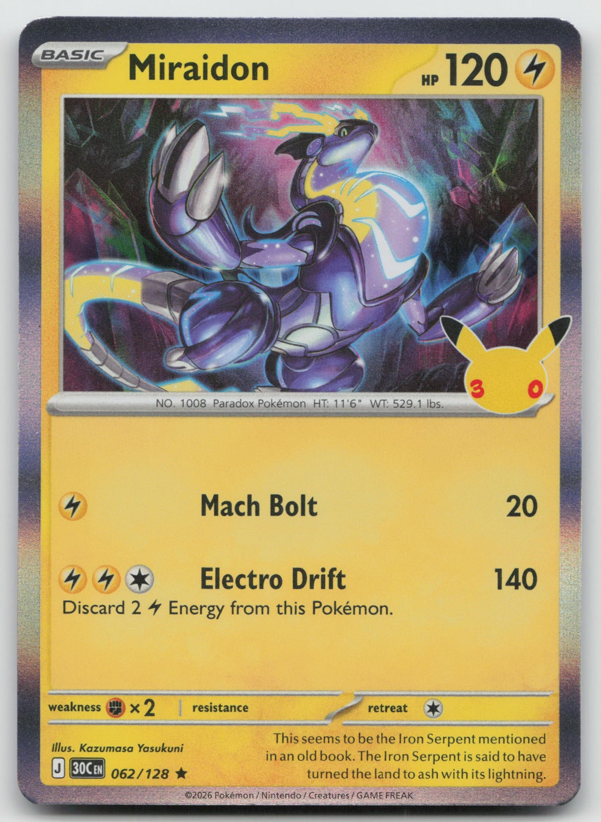 Miraidon Holo Rare ME: 30th Celebration 062/128 NM