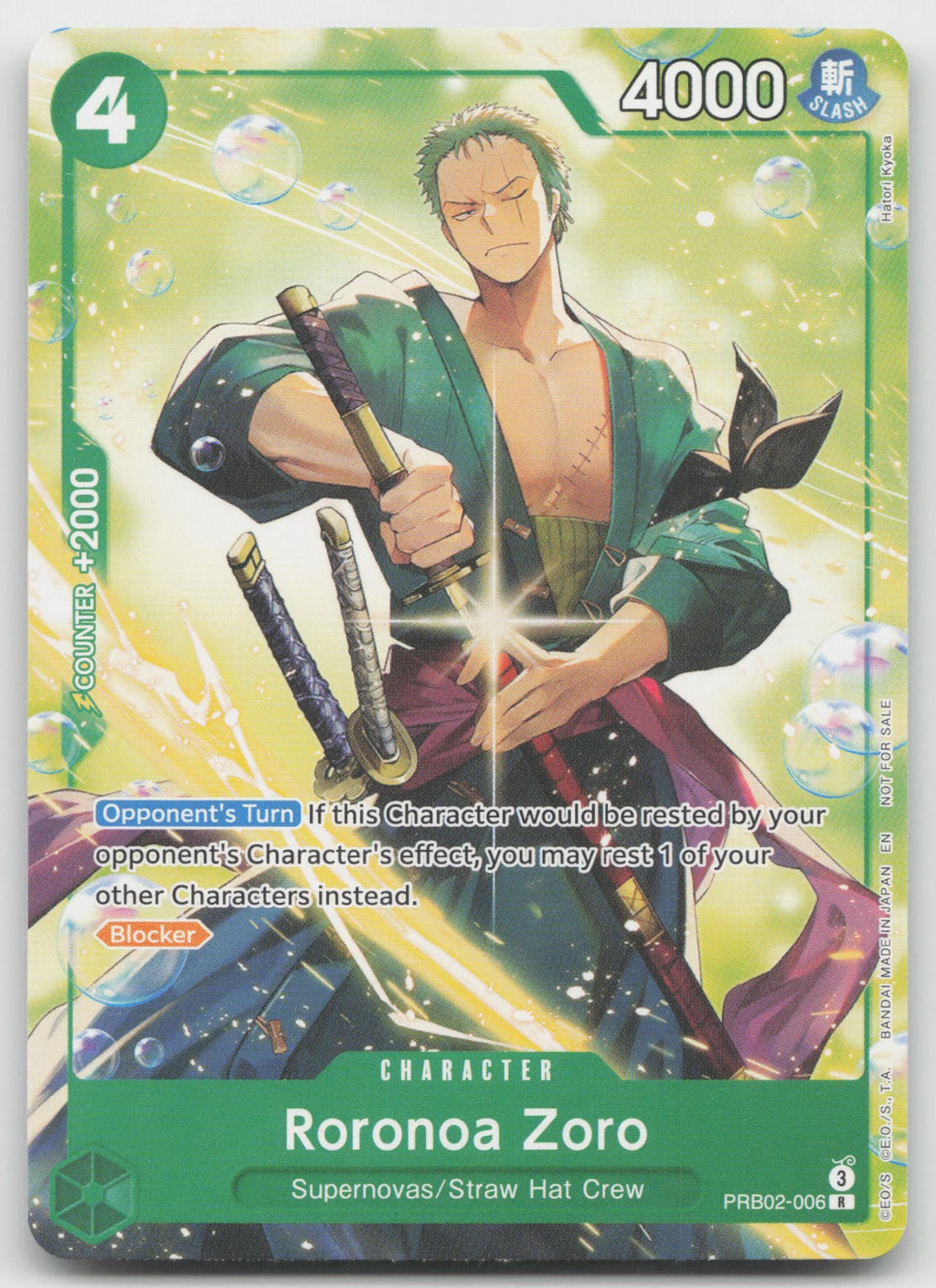 Roronoa Zoro - R NON Foil Premium Booster -The Best- Vol. 2 PROMO PRB02-006 NM