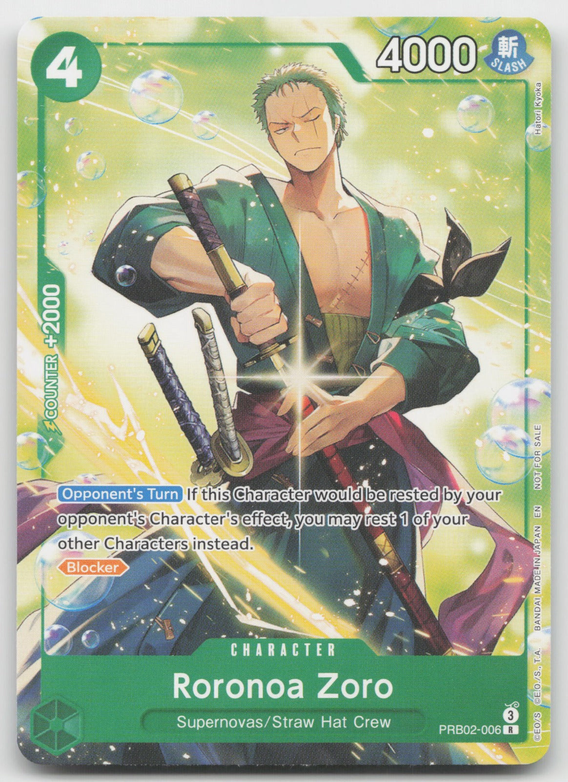 Roronoa Zoro - R NON Foil Premium Booster -The Best- Vol. 2 PROMO PRB02-006 NM