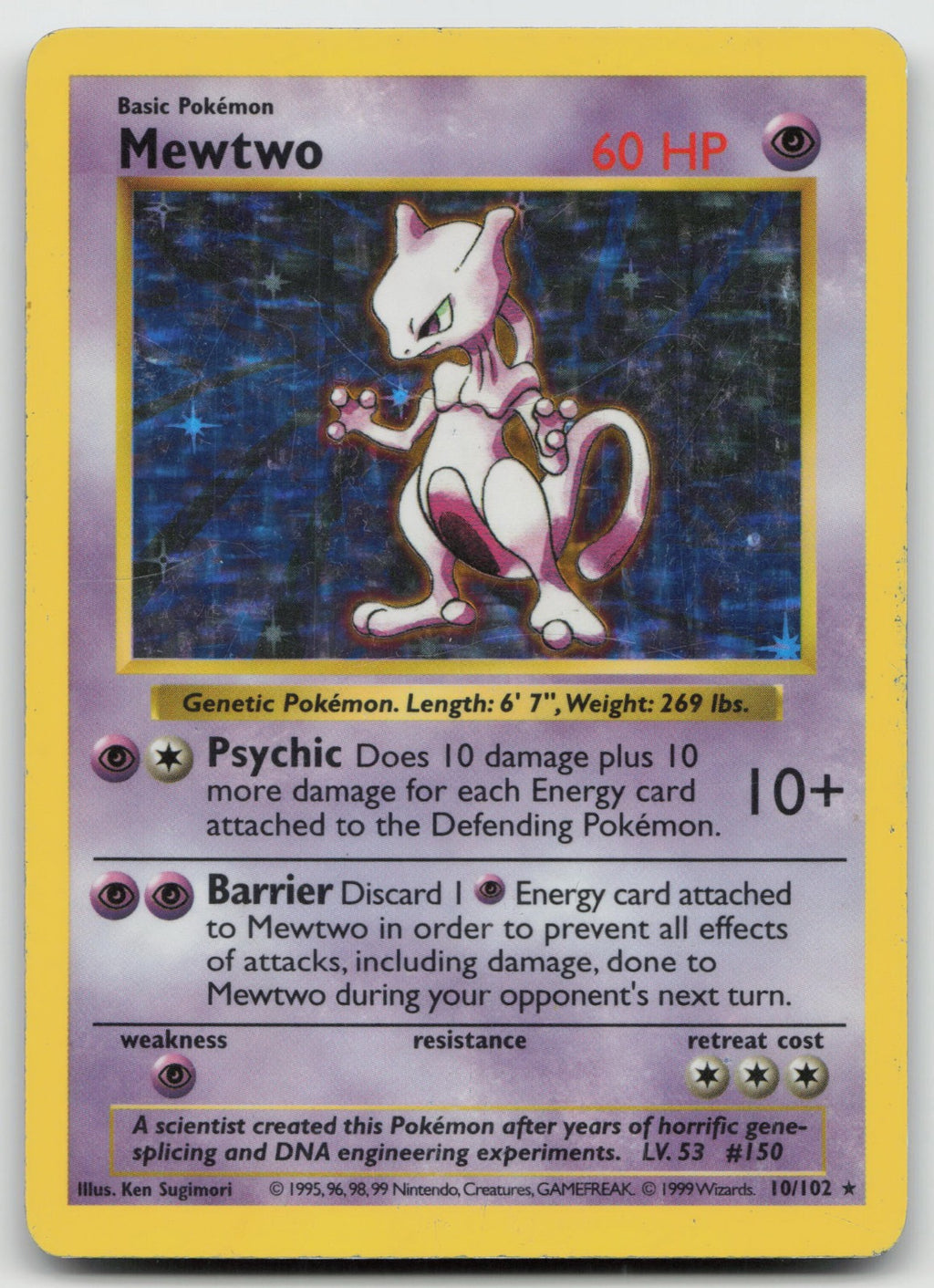 Mewtwo Holo Rare Base Set (Shadowless) 10/102 HP