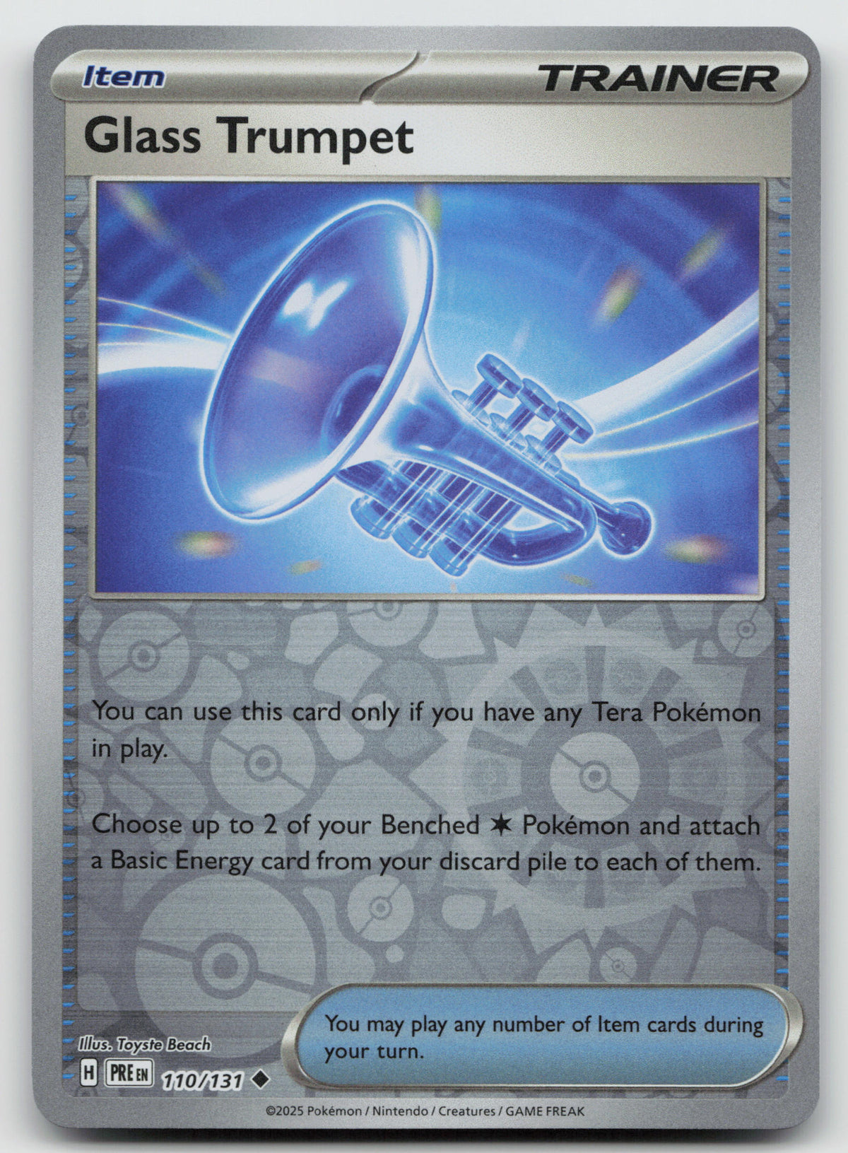 Glass Trumpet Uncommon Reverse Holo SV: Prismatic Evolutions 110/131 NM