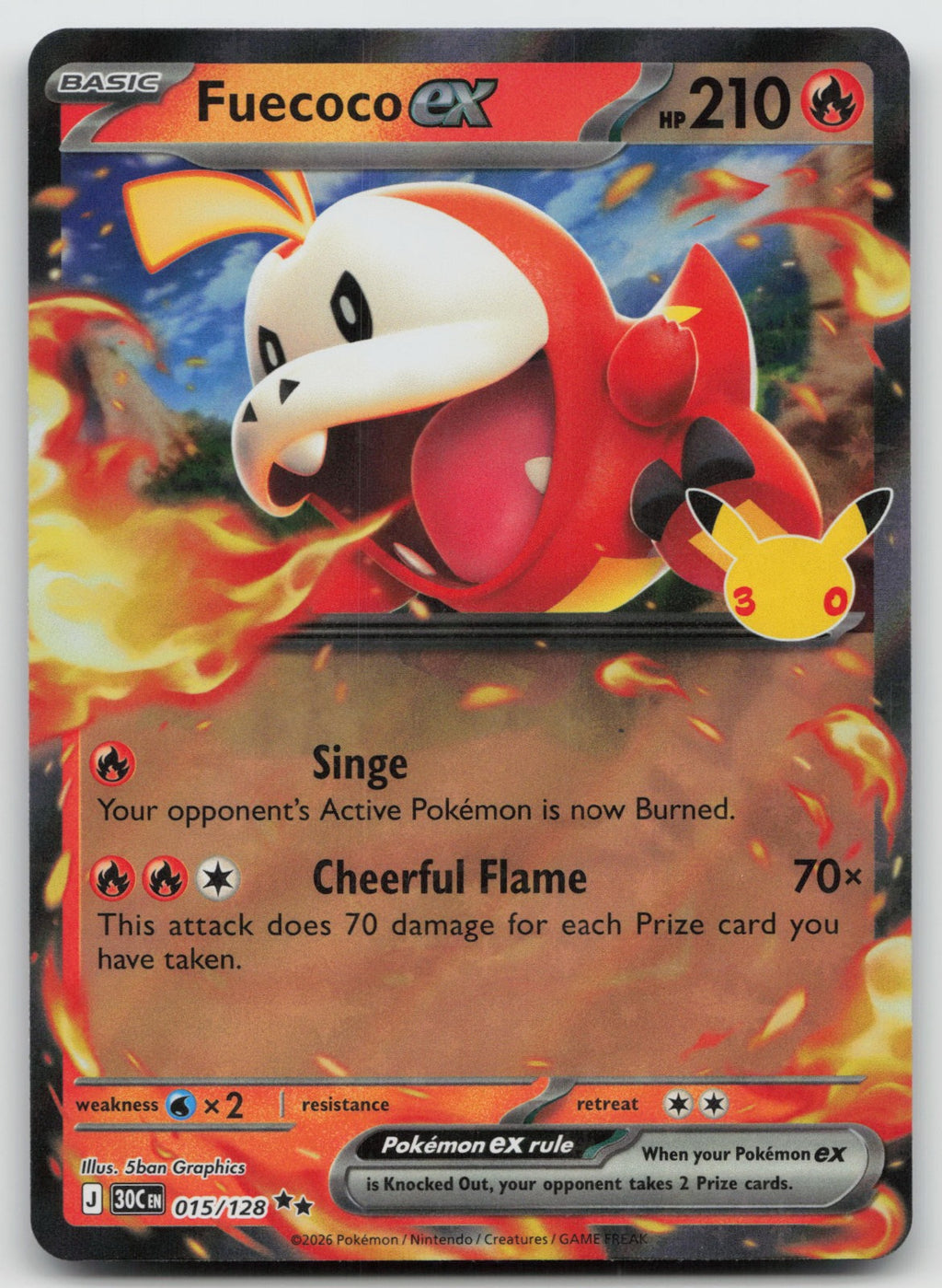 Fuecoco ex Holo Double Rare ME: 30th Celebration 015/128 NM