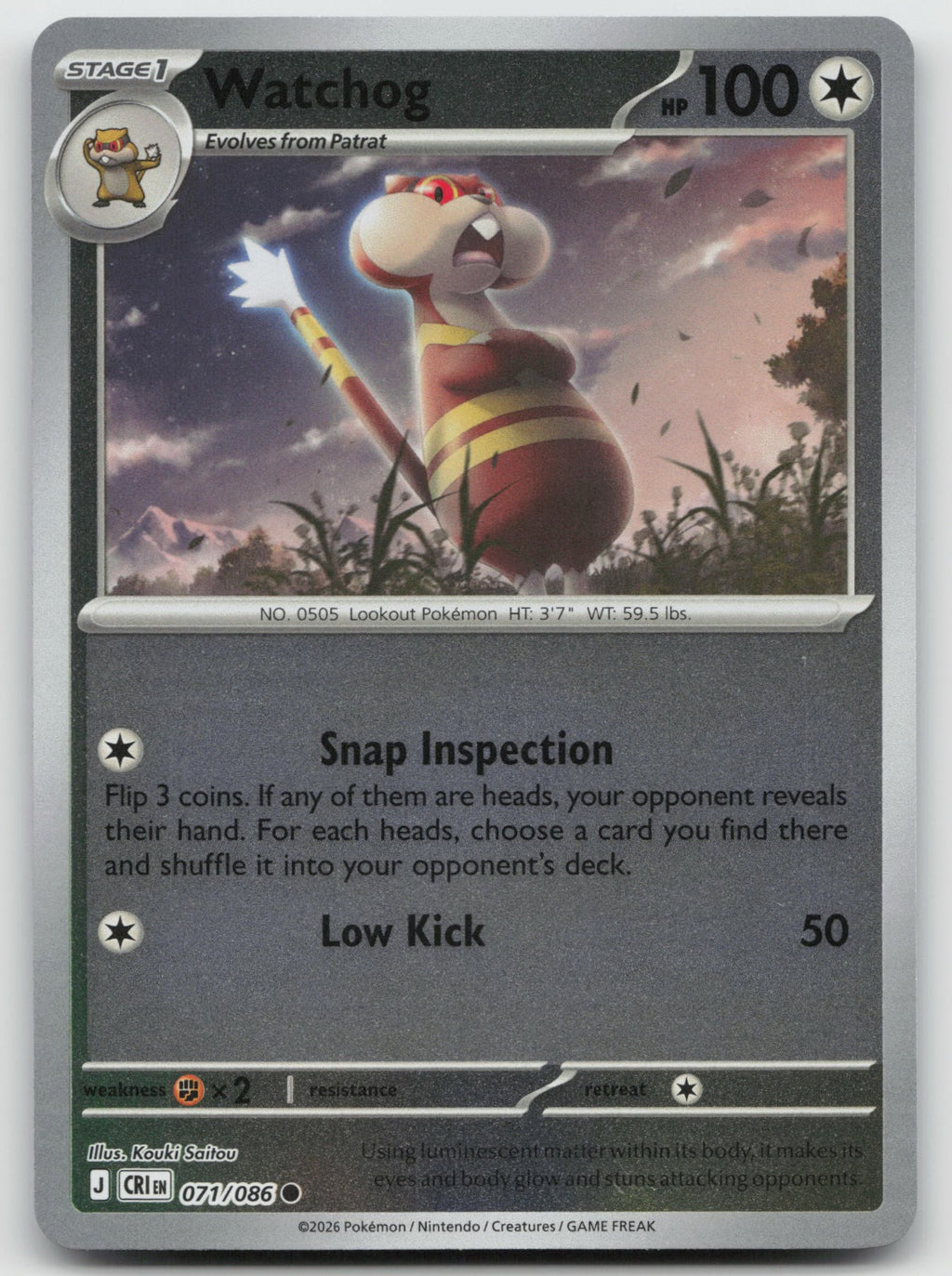 Watchog Common Reverse Holo ME04: Chaos Rising 071/086 NM