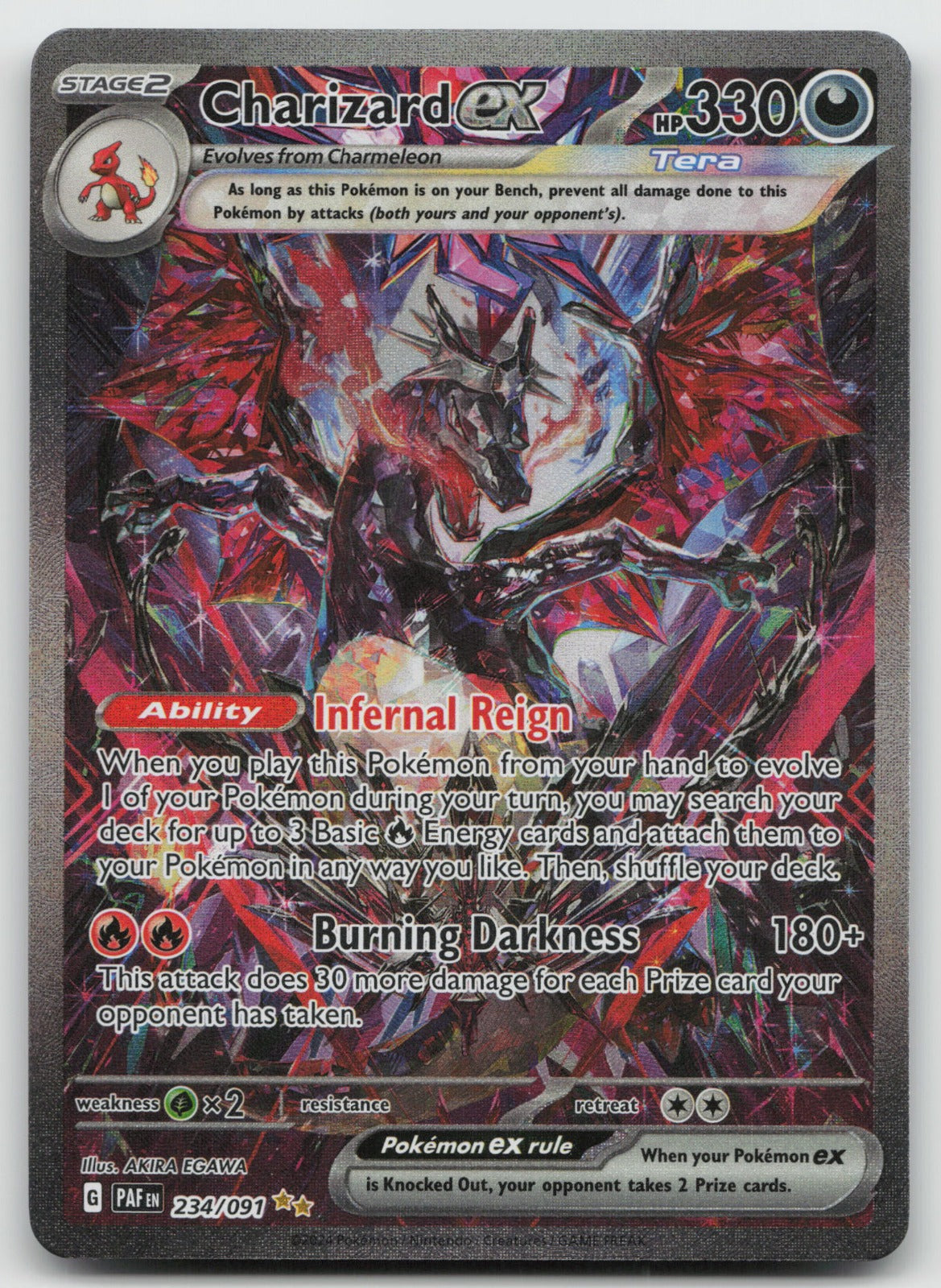 Charizard ex Special Illustration Rare Holo SV: Paldean Fates 234/091 NM