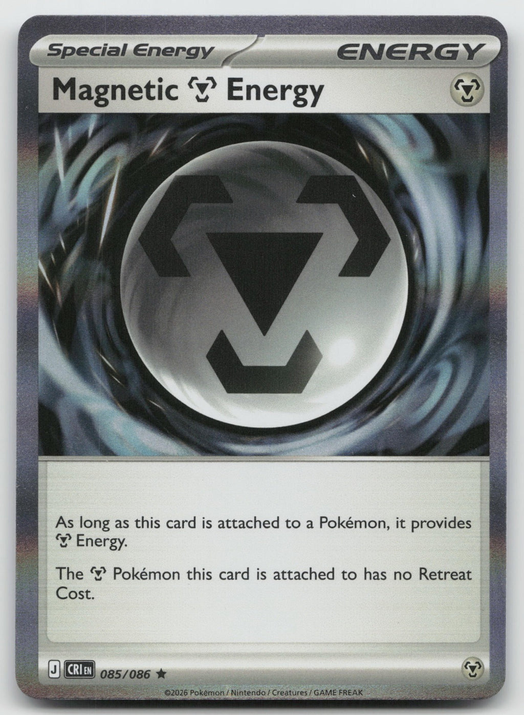 Magnetic M Energy Rare Holo ME04: Chaos Rising 085/086 NM