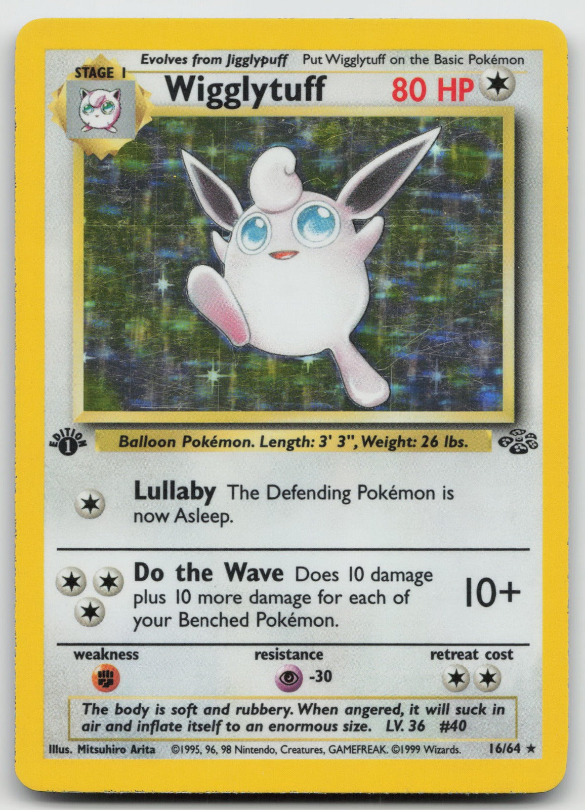 Wigglytuff 1st Edition Holo Rare Jungle 16/64 HP