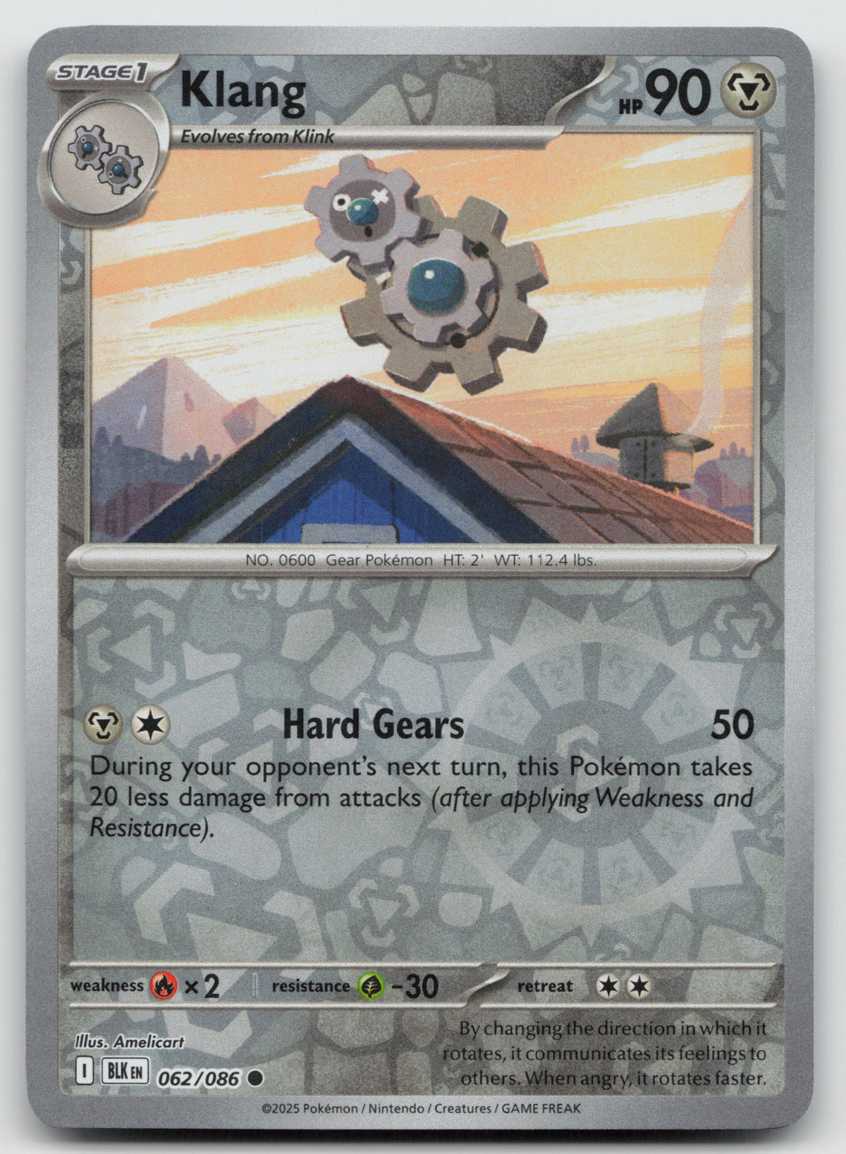Klang Common Reverse Holo SV: Black Bolt 062/086 NM