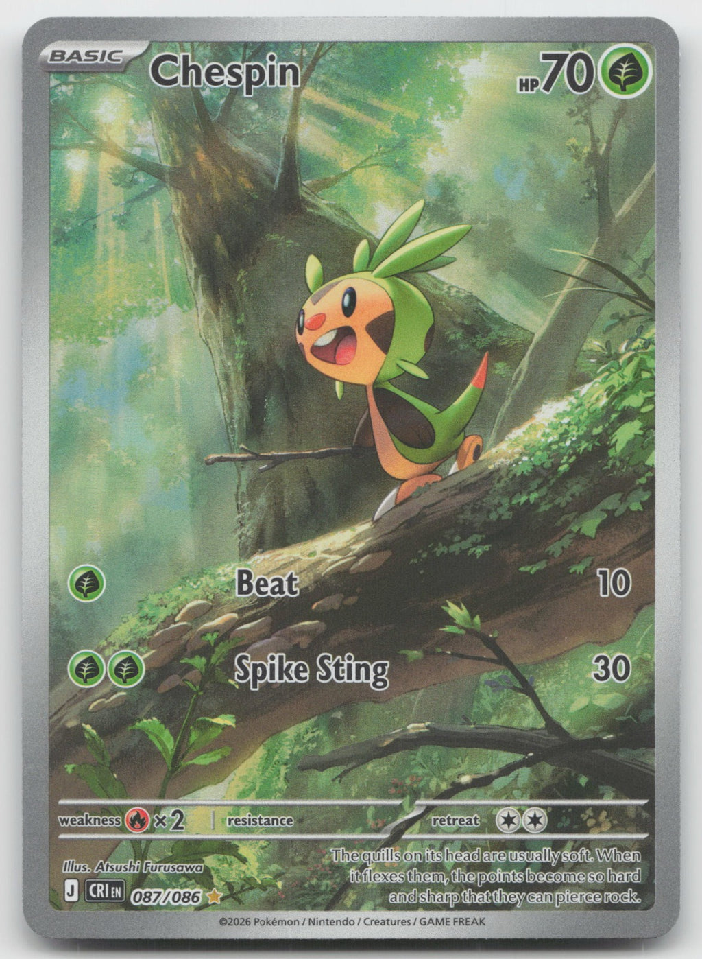Chespin Illustration Rare ME04: Chaos Rising 087/086 NM