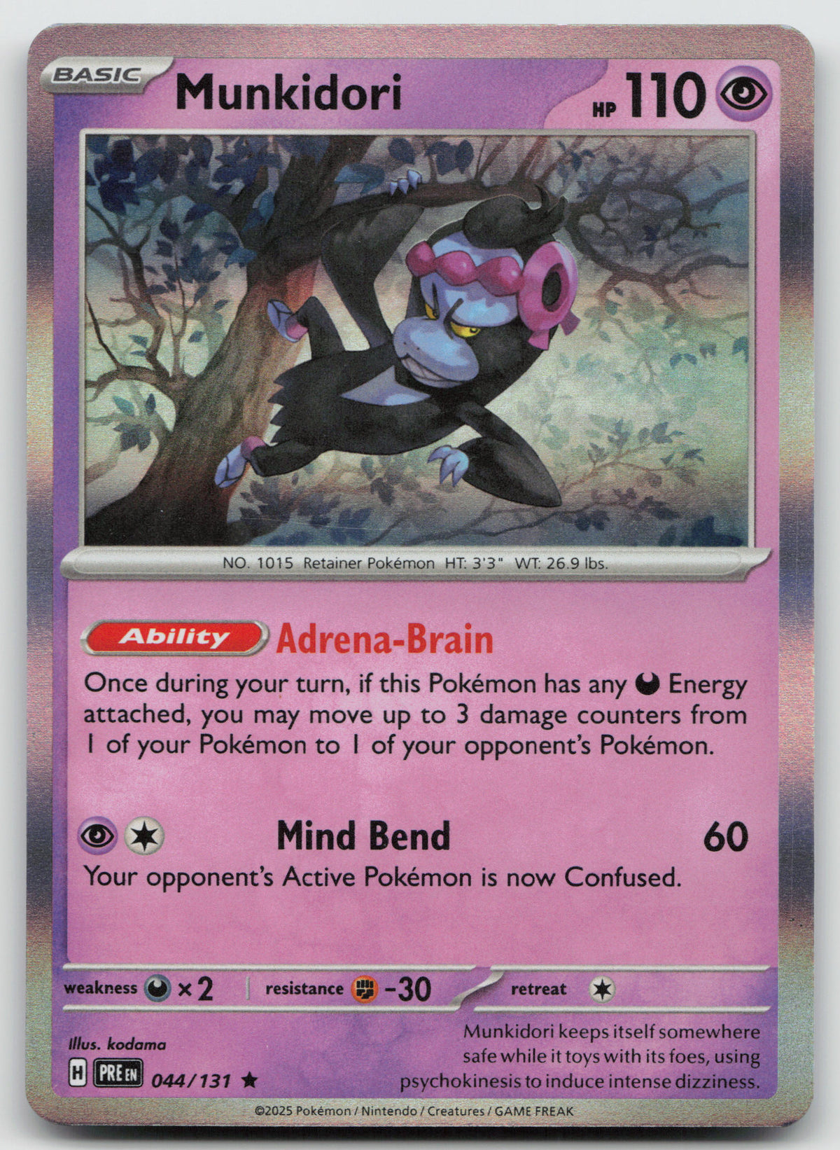 Munkidori Rare Holo SV: Prismatic Evolutions 044/131 NM