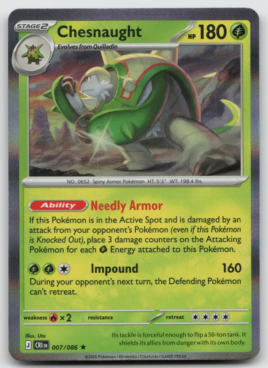 Chesnaught Rare Holo ME04: Chaos Rising 007/086 NM