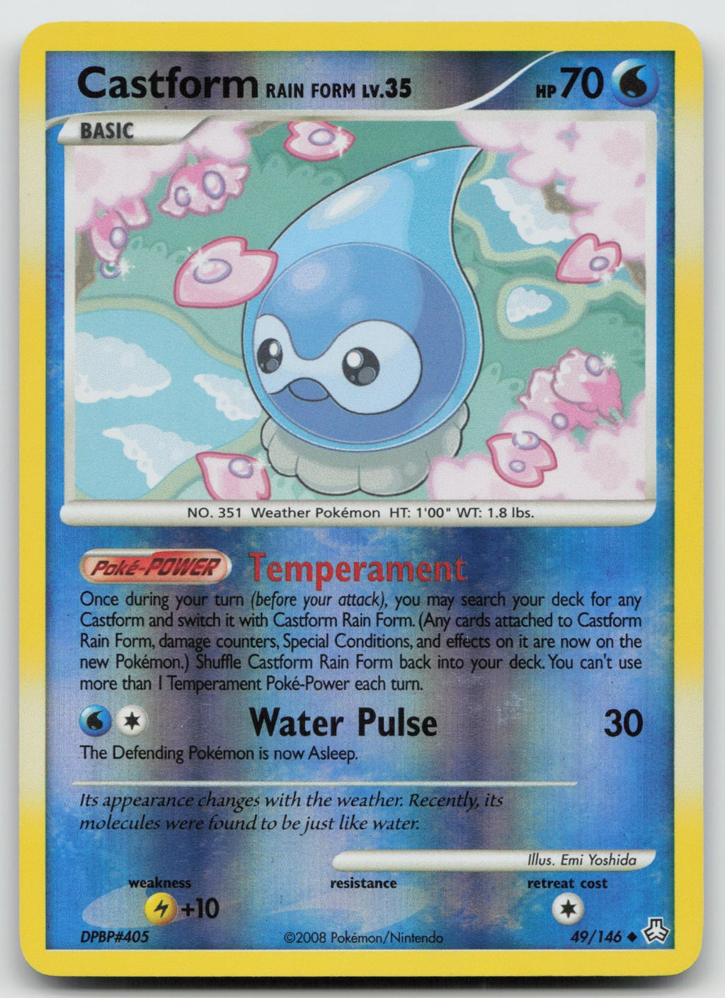 Castform Rain Form Uncommon Reverse Holo Legends Awakened 49/146 LP