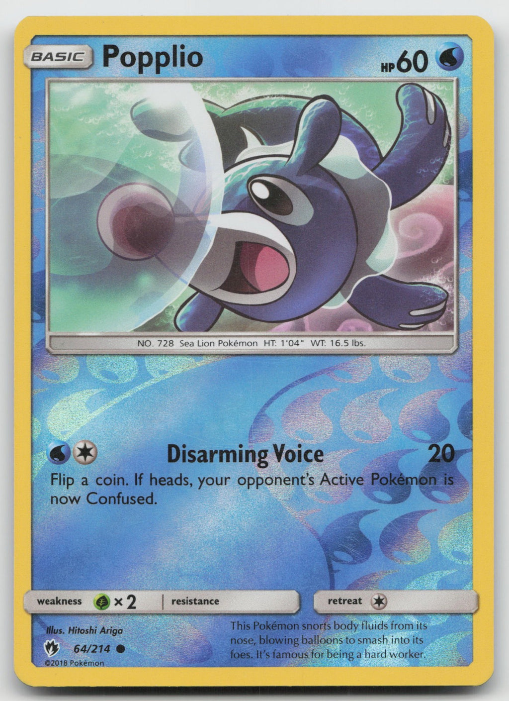 Popplio Reverse Holo Common SM - Lost Thunder 64/214 NM