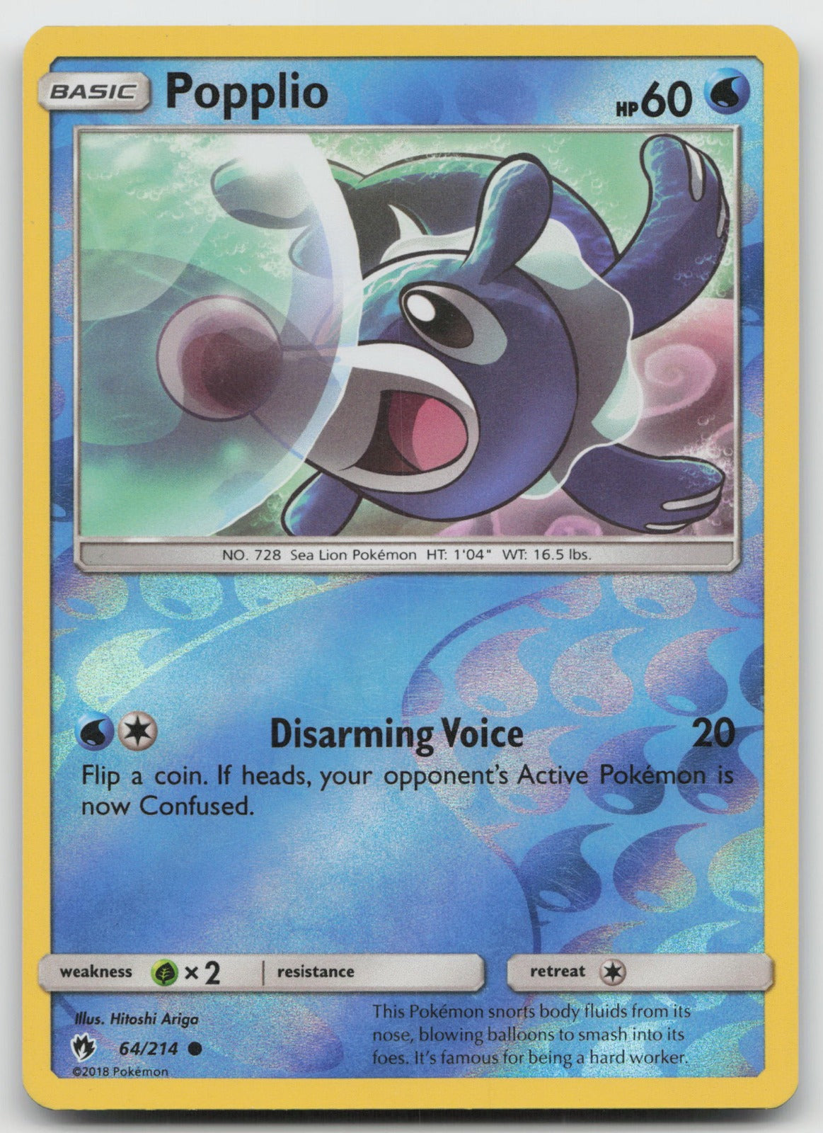 Popplio Reverse Holo Common SM - Lost Thunder 64/214 NM