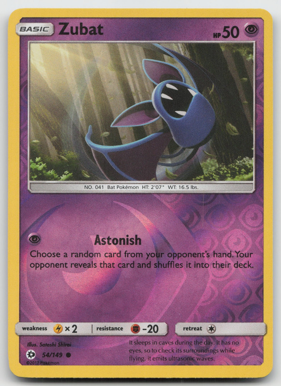 Zubat Reverse Holo Common SM Base Set 54/149 VLP