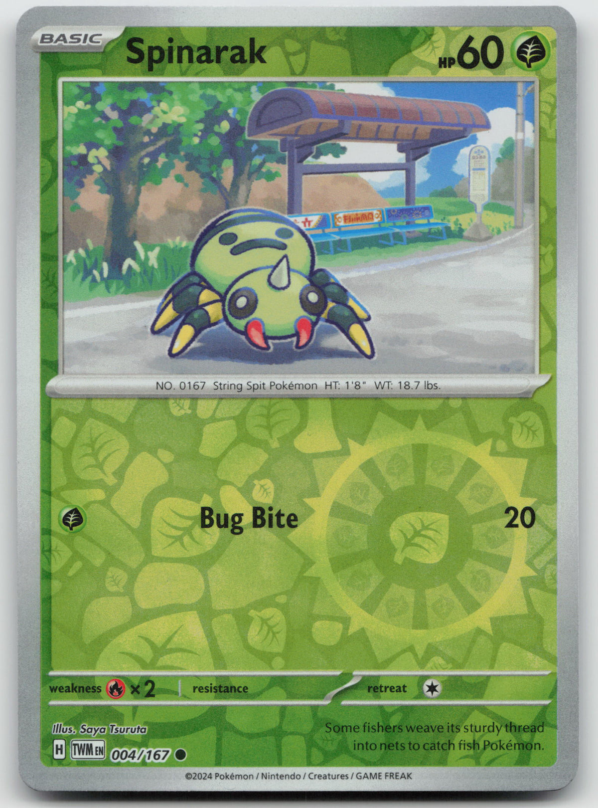 Spinarak Common Reverse Holo SV06: Twilight Masquerade 004/167 NM
