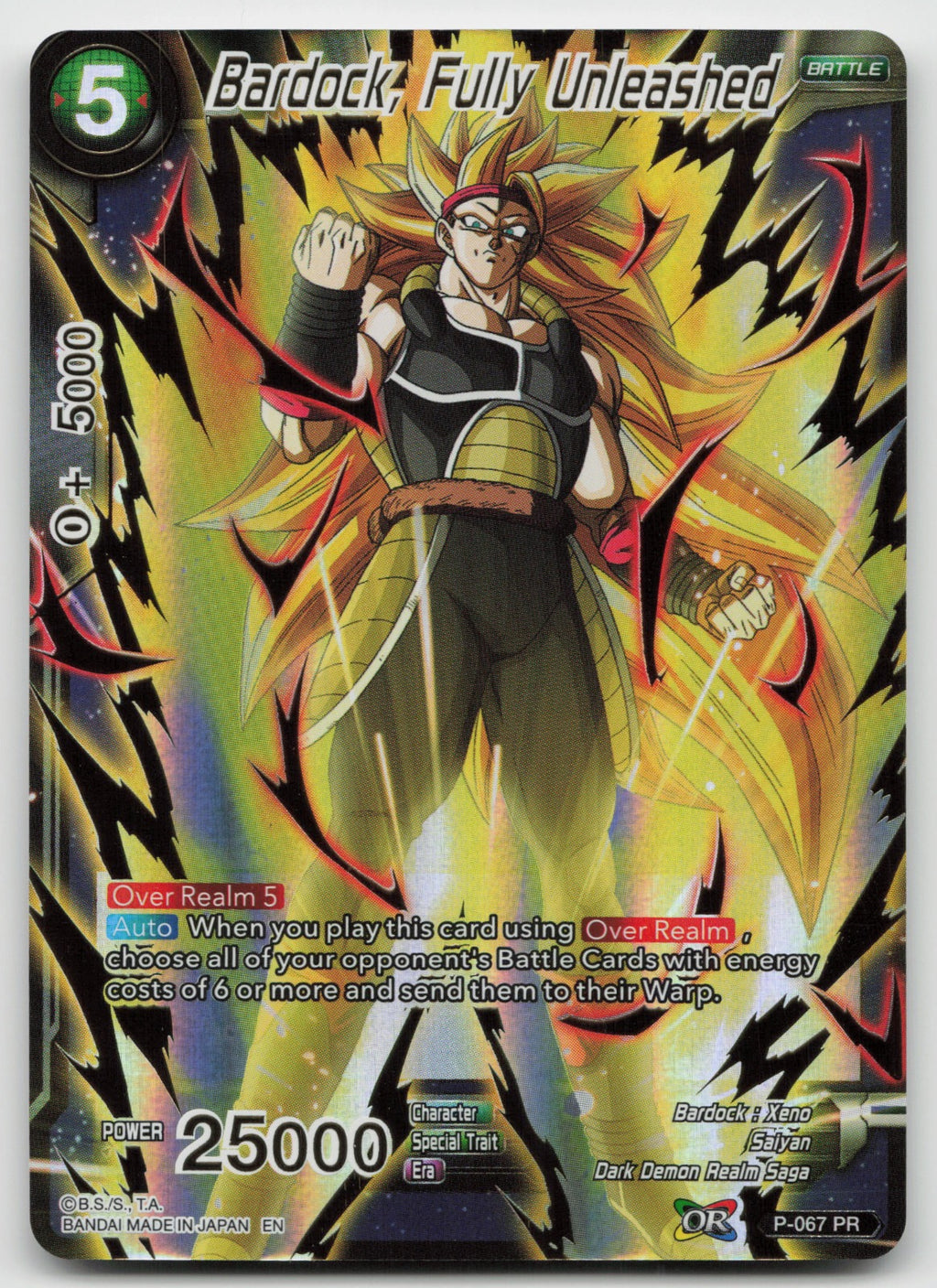 Bardock, Fully Unleashed (Gold Stamped) Common Foil Mythic Booster P-067 NM