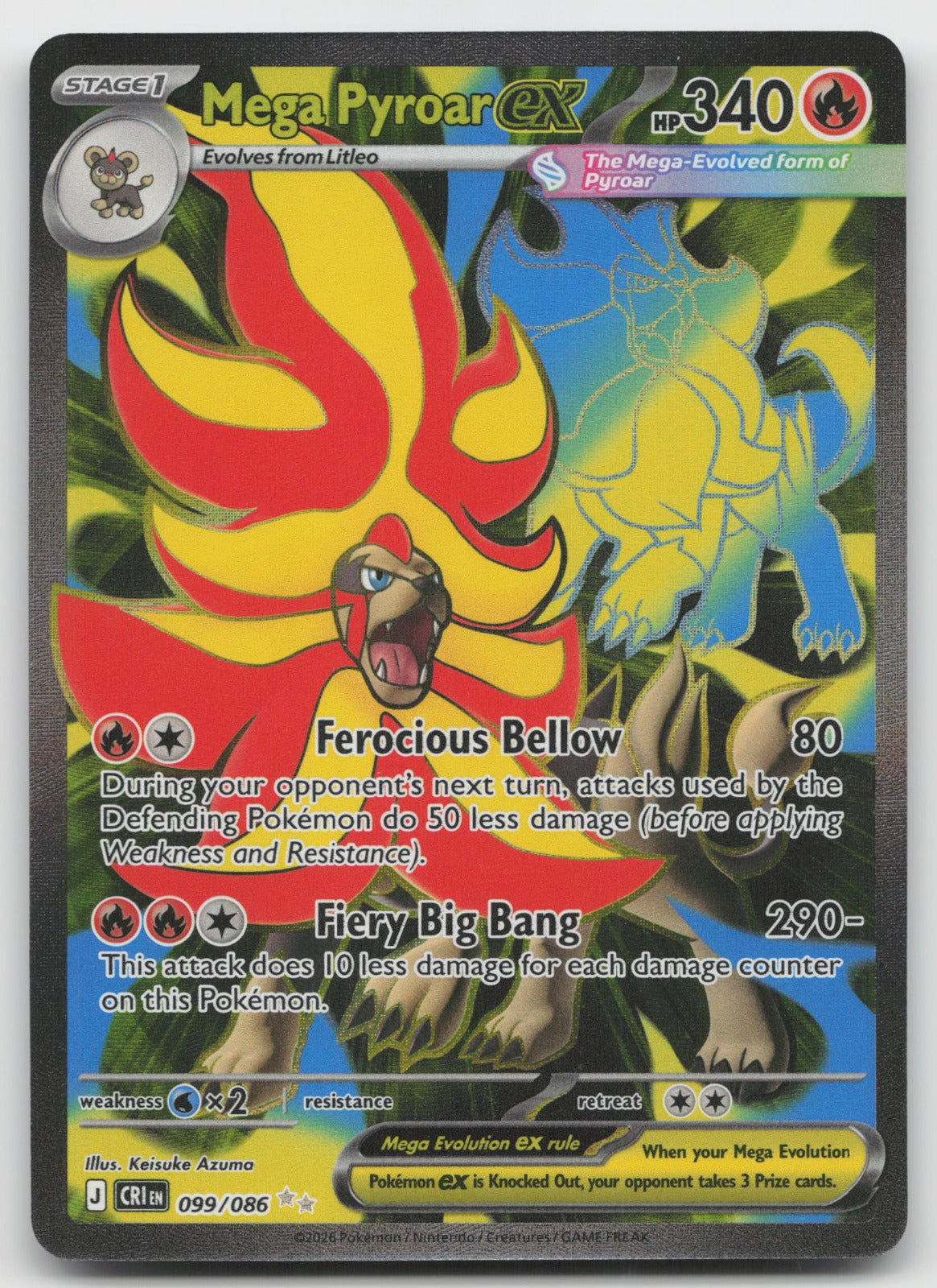Mega Pyroar ex Holo Ultra Rare ME04: Chaos Rising 099/086 NM